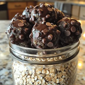 To make delicious Chocolate Peanut Butter Protein Balls, gather the following simple ingredients: - 1 cup rolled oats - 1/2 cup natural peanut butter - 1/4 cup honey or maple syrup - 1/4 cup chocolate protein powder - 1/4 cup mini dark chocolate chips - 1/4 teaspoon salt - 1 teaspoon vanilla extract - 2 tablespoons chia seeds (optional) Each ingredient plays a key role. The rolled oats give a nice chewy base. Peanut butter adds creaminess and flavor. Honey or maple syrup sweetens the mix and helps bind everything. Chocolate protein powder boosts the protein content while adding rich chocolate taste. The mini dark chocolate chips add little bursts of sweetness. Salt enhances all the flavors, while vanilla brings warmth. Chia seeds boost nutrition if you choose to add them. You can find these ingredients at most grocery stores. They are easy to work with and blend well together. If you want to explore, try swapping some ingredients. The Full Recipe shows how to combine them into tasty protein balls. Enjoy the process of making these snacks! - Step 1: Combine dry ingredients In a large mixing bowl, add 1 cup of rolled oats, 1/4 cup chocolate protein powder, 1/4 teaspoon salt, and 2 tablespoons chia seeds if you want. Stir them well. - Step 2: Mix wet ingredients In another bowl, mix 1/2 cup natural peanut butter, 1/4 cup honey or maple syrup, and 1 teaspoon vanilla extract. Make it smooth and creamy. - Step 3: Combine wet and dry mixtures Pour the wet mix into the bowl with the dry ingredients. Stir them together until everything is mixed well. The mix should be sticky but hold its shape. - Step 4: Fold in chocolate chips Gently add 1/4 cup mini dark chocolate chips into the mix. Fold them in so they are evenly spread. - Step 5: Roll into balls Use your hands to roll the mix into 1-inch balls. Place them on a lined baking sheet or plate. - Step 6: Refrigerate to firm up Chill the protein balls in the fridge for at least 30 minutes. This helps them become firm and ready to eat. Check out the Full Recipe for more details. Enjoy these tasty snacks anytime! - Adjust sweetness: You can use honey or maple syrup. Honey gives a thicker texture, while maple syrup adds a unique flavor. Try both to see which you like best! - Consistency matters: The right stickiness is key. If your mix is too dry, add a touch more peanut butter. If it's too wet, sprinkle in more oats. Aim for a mix that holds together well but isn't too sticky. - Rolling techniques: To get even-sized balls, use a measuring spoon. Scoop out the mixture and roll it in your hands. This way, all your protein balls will be the same size, making for a nice presentation. - Best ways to serve and store: These protein balls are great on their own. Serve them in a small bowl or mason jar for a fun look. Store them in the fridge, where they stay fresh for about a week. You can also freeze them for later. - Great pairings for snacks or meals: Pair your protein balls with fruit, yogurt, or a smoothie. They make a great snack before or after workouts. You can also enjoy them as a quick breakfast on busy mornings. {{image_2}} You can easily change some ingredients in your protein balls. If you want a different nut flavor, try almond or cashew butter instead of peanut butter. Each nut brings its own taste and texture. For protein powder, you can use any flavor you like. Vanilla or unflavored protein powder works well too. This swap can change the taste but keep the protein boost. Adding superfoods can make your protein balls even better. Consider mixing in hemp seeds or flaxseed. Both add extra nutrients and healthy fats. They also add a nice crunch. To change up the flavor, you can add some cocoa powder. This will make your protein balls even more chocolatey. If you like a fresh taste, peppermint extract is a fun option. Just a few drops can give a nice twist. Toppings are a great way to make your protein balls special. Roll them in coconut flakes for a tropical vibe. You can also sprinkle chopped nuts on top for added crunch. These simple changes can make your snacks exciting! For the full recipe, check out the earlier section. To keep your chocolate peanut butter protein balls fresh, store them in the fridge. Place them in an airtight container. This method helps them stay moist and delicious. You can also use a glass jar with a tight lid. If you make a big batch, layer them with parchment paper. This prevents them from sticking together. They can last up to a week when stored properly. To save protein balls for later, freezing works well. Place the rolled balls on a baking sheet. Make sure they are not touching each other. Freeze them for about two hours. Once frozen, transfer them to a freezer-safe bag. Remove as much air as possible before sealing. They can stay good for up to three months. When you want to eat one, just take it out. Let it thaw in the fridge for a few hours. You can also enjoy them straight from the freezer for a cool treat! How to make Chocolate Peanut Butter Protein Balls vegan? To make these protein balls vegan, use maple syrup instead of honey. Choose a plant-based protein powder. For the peanut butter, ensure it’s free from added sugars or oils. This keeps the protein balls both tasty and vegan-friendly. Can I substitute protein powder with other ingredients? Yes, you can swap protein powder. Try using ground oats or nut flour. These will change the texture and protein content. You may need to adjust the liquid in the recipe to keep the mixture sticky. What are the nutritional benefits of these protein balls? These protein balls offer several benefits. They are high in protein, which helps build muscle. The oats and peanut butter provide fiber, keeping you full. Dark chocolate adds antioxidants. Overall, they are a balanced snack for energy and nutrition. How long do homemade protein balls last in the fridge? Homemade protein balls last about one week in the fridge. Store them in an airtight container. If you want them to last longer, try freezing them. They can stay fresh for up to three months in the freezer. Where to buy pre-made chocolate peanut butter protein balls You can find pre-made protein balls at health food stores or online. Many grocery stores now carry them in the snack aisle. Check local shops for fresh options. Recommended brands and product reviews Some popular brands include RXBAR and Quest. RXBAR offers clean ingredients with no added sugar. Quest combines taste and protein in their snacks. Always read reviews to find what best fits your needs. These protein balls are easy to make with simple ingredients. You learned how to mix dry and wet items, then form and chill them. You can add your own twist with flavors or swaps. Remember to store them right for freshness. Enjoy these treats as a quick snack or meal boost. Making your own gives you control over what goes in. Try it out and customize your bites to fit your tastes. They are fun, tasty, and good for you. Happy snacking!