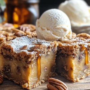 - 1 cup unsalted butter - 1 1/2 cups brown sugar, packed - 2 large eggs - 1 teaspoon vanilla extract - 2 cups all-purpose flour - 1/2 teaspoon baking powder - 1/4 teaspoon salt - 1 cup pecans, roughly chopped - 1/2 cup corn syrup - 1/2 cup granulated sugar You might want a vegan option. Use coconut oil instead of butter. Replace eggs with flaxseed meal mixed with water. For gluten-free blondies, try almond flour or a store-bought gluten-free blend. These will work well. If you need a nut-free version, skip the pecans. Use chocolate chips or dried fruit for extra flavor. 1. Preheat oven and prepare baking dish: Start by preheating your oven to 350&deg;F (175&deg;C). Grease a 9x13-inch baking dish with butter or cooking spray. This step makes it easy to remove your blondies later. 2. Brown the butter to perfection: In a medium saucepan, melt 1 cup of unsalted butter over medium heat. Keep stirring until it turns golden brown and smells nutty. This process takes about 5-7 minutes. Remove it from heat and let it cool a bit. 3. Combining butter and sugar: In a large mixing bowl, pour the browned butter and add 1 1/2 cups of packed brown sugar. Whisk them together until smooth. This mixture will give the blondies a rich, sweet flavor. 4. Adding eggs and vanilla: Next, add 2 large eggs, one at a time. Make sure to whisk well after each egg. Then stir in 1 teaspoon of vanilla extract. This adds warmth and depth to the flavor. 5. Preparing the pecan blondie batter: In another bowl, combine 2 cups of all-purpose flour, 1/2 teaspoon of baking powder, and 1/4 teaspoon of salt. Gradually mix this dry mixture into the butter-sugar mix. Stir until just combined, being careful not to overmix. 6. Swirling in corn syrup mixture: Fold in 1 cup of roughly chopped pecans. Pour the batter into your prepared baking dish and spread it evenly. In a small bowl, mix 1/2 cup of corn syrup with 1/2 cup of granulated sugar. Drizzle this mixture on top of the blondie batter. 7. Baking time and signs of doneness: Use a knife to swirl the corn syrup mixture into the blondie batter for a marbled look. Bake in the oven for 25-30 minutes. You&rsquo;ll know they&rsquo;re ready when the edges are golden brown and a toothpick comes out with a few moist crumbs. Let them cool for about 10 minutes before transferring to a wire rack. Enjoy this delightful treat! To make sure your blondies are just right, focus on their texture. Aim for a soft, fudgy center. They should not be too wet or dry. Mix just until the flour disappears. Overmixing can lead to tough blondies, so be gentle. Browning butter adds a rich flavor. To do this well, heat it slowly. Stir often to prevent burning. Look for a golden color and a nutty smell. It usually takes about 5 to 7 minutes. If you see dark bits, you may have burned it. Serve your blondies warm with a scoop of vanilla ice cream. The cold ice cream melts into the warm blondies. For a fun twist, drizzle more corn syrup on top. This adds a sweet touch. To make them look fancy, dust with powdered sugar. Use a fine sieve for even coverage. This simple step will impress your guests. Store your blondies in an airtight container. This keeps them fresh for up to a week. If they become a bit dry, place a slice of bread in the container. The bread will help keep them moist. When reheating, use the microwave. Heat for just a few seconds to warm them up. Avoid heating too long, or they will become tough. Enjoy your blondies warm, just like fresh out of the oven! {{image_2}} You can switch up the flavors in these blondies to suit your taste. - Chocolate chip variation: Add 1 cup of chocolate chips to the batter. The blend of chocolate and pecans is rich and amazing. - Adding spices for warmth: Stir in 1 teaspoon of cinnamon or nutmeg. These spices give the blondies a cozy, warm flavor. You can also adapt the blondies for different diets. - Sugar-free or low-sugar alternatives: Use a sugar substitute, like erythritol or monk fruit, in place of brown sugar. This keeps the sweetness while reducing calories. - Options for nut-free blondies: Simply leave out the pecans. You can replace them with seeds like pumpkin or sunflower for a nice crunch. Feel free to change the recipe with the seasons. - Fall-inspired blondies with pumpkin: Add 1 cup of pumpkin puree for a fall twist. This change makes the blondies moist and delicious. - Summer versions with seasonal fruit: Toss in 1 cup of fresh berries or chopped peaches. This adds a burst of flavor and freshness to each bite. How do I know when the blondies are done? You can tell the blondies are done by looking for golden edges. A toothpick inserted in the center should come out with a few moist crumbs. This means they are perfectly baked and ready to enjoy. Can I use different nuts in this recipe? Yes, you can use different nuts! Almonds, walnuts, or hazelnuts work well. Feel free to mix your favorite nuts for a unique taste. How to scale the recipe for more or fewer servings? To scale the recipe, you can easily double or halve the ingredients. For 24 blondies, double everything. For 6 blondies, halve the amounts. Just keep the baking time similar, but check for doneness. Substituting cornstarch for flour &ndash; is it possible? I do not recommend using cornstarch instead of flour. Cornstarch does not provide the same structure. Stick to all-purpose flour for the best results. How long do blondies last? If stored in an airtight container, blondies last for about 4-5 days. Keep them in a cool place to maintain their freshness. Can I freeze these blondies for later use? Yes, you can freeze blondies! Wrap them tightly in plastic wrap and place them in a freezer bag. They will stay fresh for up to 2 months. Just thaw them overnight in the fridge before enjoying. Each serving of my Brown Butter Pecan Pie Blondies has about 340 calories. Here&rsquo;s how those calories break down: - Carbohydrates: 50 grams - Fats: 15 grams - Proteins: 4 grams These blondies are rich and satisfying. They pack a sweet punch with a nutty flavor. You can make these blondies lighter. Here are a few ideas: - Reduce sugar: Use less brown sugar or corn syrup. - Try natural sweeteners: Consider using honey or maple syrup. - Whole grains: Swap all-purpose flour for whole wheat flour for extra fiber. These tweaks help cut calories while keeping the yummy taste. To enjoy these blondies without guilt, follow these tips: - Serving size: Cut them into 12 equal squares. - Mindful eating: Savor each bite and enjoy the flavor. - Pair with fruit: Serve a small piece with fresh fruit for balance. These simple steps help you enjoy the treat while keeping portions in check. This blog post shared a simple and tasty blondie recipe. We covered the key ingredients, substitutions, and step-by-step instructions. Tips and tricks helped ensure your blondies turn out great every time. We also explored variations to suit your taste and dietary needs. Enjoy baking these delicious treats. They can be shared and customized for any occasion. With the right care, your blondies will be a hit at home or on special days. Happy baking!