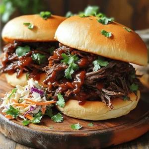 - 2 lbs beef chuck roast - 1 onion, diced - 4 cloves garlic, minced - 1 cup beef broth - 1 cup BBQ sauce (preferably smoky flavored) - 2 tablespoons brown sugar - 1 tablespoon Worcestershire sauce (non-alcoholic) - 1 teaspoon smoked paprika - 1/2 teaspoon black pepper - Salt to taste - 6 hamburger buns - Coleslaw (for topping, optional) For these Slow Cooker BBQ Beef Sandwiches, you need a few key ingredients. The beef chuck roast is the star of the show. It cooks low and slow to become tender and juicy. Diced onion and minced garlic add depth of flavor. You&rsquo;ll also want seasonings and sauces to make it special. I recommend using smoky BBQ sauce for that rich taste. Brown sugar brings a hint of sweetness, while Worcestershire sauce gives a savory kick. Smoked paprika and black pepper enhance the overall flavor. Don&rsquo;t forget the hamburger buns. They hold all that delicious beef inside. You can also add coleslaw on top for crunch and freshness. This simple mix of ingredients creates a meal that everyone will love. Start by seasoning the beef chuck roast. Use salt, black pepper, and smoked paprika. Make sure to cover all sides well. This step adds great flavor. Next, sear the beef on a hot skillet. Heat a splash of oil over medium-high heat. Sear each side for 4-5 minutes. Look for a nice brown color. This caramelization enhances the taste. Now, it&rsquo;s time to cook! Layer the diced onion and minced garlic in the slow cooker. This base adds more flavor to the beef. Place the seared beef on top of the onion and garlic. In a bowl, mix beef broth, BBQ sauce, brown sugar, and Worcestershire sauce. Stir well before pouring it over the beef. Cover the slow cooker with a lid. Cook on low for 8 hours or high for 4 hours. The beef should be tender and shred easily. After cooking, remove the beef from the slow cooker. Use two forks to shred the beef. This is where the magic happens! Return the shredded beef to the sauce and mix well. Let it sit on warm for 15-20 minutes. This helps the beef soak up more flavor. Lightly toast the hamburger buns for a crispy touch. Serve the BBQ beef on the buns. Top with coleslaw for a crunchy finish. Enjoy this easy and tasty meal! For BBQ beef sandwiches, you want to use beef chuck roast. This cut is juicy and tender when cooked low and slow. Look for a roast with good marbling. Marbling means the fat is mixed in with the meat. This fat adds flavor and keeps the beef moist as it cooks. To make your BBQ beef even better, try adding spices. You can use cayenne pepper for heat or onion powder for depth. Balance the sweet and smoky flavors with brown sugar and smoked paprika. This mix creates a rich taste that will make your mouth water. When serving BBQ beef sandwiches, think about sides. Coleslaw adds crunch and freshness. You can also serve baked beans or potato chips for a classic touch. For a fun twist, try different types of bread. Pretzel buns or ciabatta rolls can elevate your meal. Serve the sandwiches with extra BBQ sauce on the side for dipping. {{image_2}} You can switch up your BBQ sauce for a new flavor. Try mustard-based sauces for a tangy twist. Or, use a vinegar-based sauce for a zesty kick. Add some hot sauce for heat or honey for sweetness. You can also mix in different seasonings. Adding cayenne pepper can give it a nice spice. Experiment with herbs like thyme or oregano for a fresh taste. Not a fan of beef? You can use pork or chicken instead. A pork shoulder works great for shredding. Chicken thighs are juicy and absorb flavors well too. For a vegetarian option, use jackfruit. It has a similar texture to pulled meat. You can also try mushrooms for a hearty bite. These options make BBQ sandwiches great for everyone. The bread you choose can change your sandwich game. Try using brioche buns for a sweet touch. Ciabatta rolls add a nice crunch. You can even use lettuce wraps for a low-carb option. Toppings can elevate your sandwich further. Add pickles for crunch or jalape&ntilde;os for heat. Try creamy avocado or zesty coleslaw for added flavor and texture. To keep your BBQ beef fresh, store it in an airtight container. Make sure it cools down first. Place it in the fridge for up to three days. If packed well, the beef holds its flavor nicely. When reheating, use the stove or microwave. On the stove, warm it gently in a pan. Add a splash of broth to keep it moist. If using a microwave, cover it with a damp paper towel. This helps keep the beef juicy. For buns, toast them lightly in the oven. This way, they stay soft and tasty. You can freeze BBQ beef for later meals. Place it in a freezer bag and remove excess air. Label and date the bag for easy tracking. It stays good for up to three months. When ready to eat, thaw it in the fridge overnight. For quick thawing, use the microwave on defrost. This keeps the beef's flavor intact. You can add heat to your BBQ beef sandwiches easily. Here are some ideas: - Hot Sauce: Mix in a few dashes of your favorite hot sauce into the BBQ sauce. - Chili Powder: Sprinkle in some chili powder for a subtle kick. - Cayenne Pepper: A small pinch of cayenne can add a nice warmth. - Jalape&ntilde;os: Slice fresh jalape&ntilde;os and mix them in or use pickled ones for tang. - Spicy BBQ Sauce: Choose a BBQ sauce labeled "spicy" to amp up the flavor. These options let you tailor the heat level to your taste. Adjust the amount based on how spicy you want your sandwich. If your beef turns out tough, don't worry. Here are some tips to fix it: - Cook Longer: Sometimes, the beef needs more time. Cook on low for an extra hour or two. - Shred and Mix: After shredding, mix the beef back into the sauce. This can help it absorb moisture. - Add Liquid: Pour in a bit more beef broth or BBQ sauce. This helps to tenderize the meat. - Check the Cut: Ensure you used a chuck roast. Other cuts may not be as tender. These steps should help you achieve that melt-in-your-mouth texture you want. Yes, you can definitely make BBQ beef sandwiches ahead of time. Here&rsquo;s how to do it: - Cook Ahead: Prepare the beef in the slow cooker as directed. Let it cool completely after cooking. - Store Properly: Place the shredded beef and sauce in an airtight container. It keeps well in the fridge for up to 3 days. - Freeze: For longer storage, freeze the beef in portions. It lasts up to 3 months in the freezer. - Reheat: When ready to serve, thaw in the fridge overnight. Reheat on the stove or in the microwave until hot. This makes meal prep easy and lets you enjoy these tasty sandwiches anytime! You can create great BBQ beef sandwiches by following these steps. Start with high-quality beef and seasonings. Cook the beef low and slow for the best flavor. Don't forget to experiment with sauces and toppings. Remember, leftovers are easy to store and reheat. You can even freeze them for later. Enjoy making these tasty sandwiches and impress your friends and family. Your skills in the kitchen will shine!
