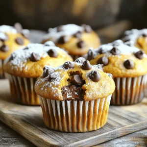 To make these tasty muffins, you&rsquo;ll need the following ingredients: - 1 cup canned pumpkin puree - 1/2 cup granulated sugar - 1/2 cup brown sugar, packed - 1/2 cup vegetable oil - 2 large eggs - 1 teaspoon vanilla extract - 1 1/2 cups all-purpose flour - 1 teaspoon baking soda - 1/2 teaspoon baking powder - 1 teaspoon ground cinnamon - 1/2 teaspoon ground nutmeg - 1/4 teaspoon ground ginger - 1/2 teaspoon salt - 1 cup semi-sweet chocolate chips - 1/2 cup chopped walnuts (optional) These items blend together to create warm, sweet muffins that are perfect for fall. You can swap some ingredients if needed. Here are a few ideas: - Use applesauce instead of vegetable oil for a lighter muffin. - Swap granulated sugar for coconut sugar for a healthier option. - Use flax eggs instead of regular eggs for a vegan choice. - Substitute almond flour for all-purpose flour for a gluten-free muffin. Feel free to get creative and make it your own! Choosing the right ingredients makes a big difference. Here are some tips: - Look for bright orange pumpkin puree. This color means it&rsquo;s fresh and flavorful. - Choose granulated sugar that feels dry and free of clumps. - For eggs, check the sell-by date on the carton. Fresh eggs will give you the best rise. - Pick chocolate chips that are semi-sweet for the best balance of sweet and rich. - If using walnuts, select nuts that smell fresh, not stale. Fresh ingredients lead to better muffins. Happy baking! Start by preheating your oven to 350&deg;F (175&deg;C). This step is key for baking. Next, line a 12-cup muffin tin with paper liners or spray it with non-stick cooking spray. In a large bowl, mix together the canned pumpkin puree, granulated sugar, brown sugar, vegetable oil, eggs, and vanilla extract. Use a whisk to blend everything until smooth. In another bowl, whisk the all-purpose flour, baking soda, baking powder, ground cinnamon, ground nutmeg, ground ginger, and salt. This blend adds flavor and helps the muffins rise. Now, slowly add the dry mix to the pumpkin mix. Stir gently until just combined. It&rsquo;s okay if there are small lumps; avoid overmixing. Finally, fold in the semi-sweet chocolate chips and walnuts, if you choose to use them. Make sure they are evenly spread in the batter. Spoon the batter into the muffin cups, filling each about two-thirds full. This gives them space to rise. Place the muffin tin in the preheated oven. Bake for 18 to 22 minutes. To check if they are done, insert a toothpick into the center of a muffin. If it comes out clean, they are ready! Once baked, let the muffins cool in the pan for about 5 minutes. Then, transfer them to a wire rack to cool completely. For serving, enjoy them warm. A dusting of powdered sugar on top adds a nice touch. You can also serve them on a rustic wooden board for a bakery-style look. To get that perfect bakery-style texture, focus on your mixing. Combine wet and dry ingredients without overmixing. Lumps in the batter are okay. This keeps your muffins tender and fluffy. Also, fill your muffin cups about two-thirds full. This allows room for rising without overflowing. Many home bakers make the same mistakes. One big mistake is using cold ingredients. Always use room temperature eggs and oil. This helps the batter mix better. Another common error is overbaking. Keep an eye on your muffins. Check them at 18 minutes to avoid dryness. To boost the flavor of your muffins, try adding spices. A pinch of cloves or allspice can add warmth. If you like nuts, walnuts add crunch and richness. You can also swap semi-sweet chocolate chips for dark chocolate for a richer taste. A dash of sea salt on top before baking enhances sweetness too. {{image_2}} You can make these muffins gluten-free. Just swap the all-purpose flour for a gluten-free blend. Look for a blend that has xanthan gum. This helps keep the muffins fluffy. Use the same amount, 1.5 cups, for the gluten-free flour. The taste stays yummy, and you will enjoy the same great flavors. To make these muffins vegan, replace the eggs with flax eggs. Mix one tablespoon of flaxseed meal with three tablespoons of water for each egg. Let it sit for five minutes to thicken. Use vegetable oil as your fat. Keep the other ingredients the same. These muffins will still be moist and delicious! You can add more flavor to your muffins. Try spices like allspice or cloves for a warm kick. Adding 1/4 teaspoon of each works great. You can also mix in dried fruits like cranberries or raisins. Chopped pecans or almonds add a nice crunch too. Get creative and find what you love best! To keep your pumpkin chocolate chip muffins fresh, store them in an airtight container. This will help them stay soft and moist. You can keep them at room temperature for up to three days. If you want them to last longer, consider refrigerating them. Just make sure to wrap them well to avoid drying out. When you want to enjoy your muffins again, reheating is easy. You can use the microwave for quick warmth. Just place the muffin on a plate and heat it for 15 to 20 seconds. If you prefer a baked texture, use your oven. Preheat it to 350&deg;F (175&deg;C) and warm the muffins for about 5 to 10 minutes. This will bring back that fresh-baked taste. Freezing is a great way to store muffins for a long time. To freeze them, let the muffins cool completely. Wrap each muffin tightly in plastic wrap. Then place them in a freezer-safe bag or container. They can last up to three months in the freezer. When you're ready to eat one, just thaw it overnight in the fridge or heat it directly from the freezer. Enjoy fresh muffins any time! You can tell if your muffins are done by using a toothpick. Insert it into the center of a muffin. If it comes out clean, your muffins are ready. This usually takes about 18 to 22 minutes in the oven. The tops should look golden brown and spring back when touched lightly. You want soft, moist muffins, not dry ones. Yes, you can use fresh pumpkin. Start by cooking the pumpkin until it is soft. After that, blend it into a smooth puree. This will give your muffins a fresh taste. Just make sure to measure out one cup of the fresh puree. The texture may change slightly, but the flavor is worth it! If you need an egg substitute, you have options. Use 1/4 cup of unsweetened applesauce for each egg. Another option is to use a mashed banana. For a vegan choice, mix one tablespoon of flaxseed meal with three tablespoons of water. Let it sit for five minutes until it thickens. Each of these will help bind your muffins nicely. This article covers all you need for perfect pumpkin chocolate chip muffins. We explored ingredients, from fresh selections to substitutions. I shared step-by-step instructions for making batter and baking. You also learned tips for bakery-style texture and common mistakes to avoid. Don't forget the variations for gluten-free and vegan options. Finally, proper storage and reheating help keep your muffins fresh. Enjoy your baking and let your muffins shine!