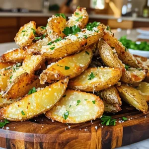 To make crispy garlic Parmesan potato wedges, you will need: - 4 medium russet potatoes, washed and cut into wedges - 3 tablespoons olive oil - 4 cloves garlic, minced - 1 teaspoon onion powder - 1 teaspoon smoked paprika - 1 teaspoon dried oregano - &frac12; teaspoon salt - &frac12; teaspoon black pepper - &frac12; cup grated Parmesan cheese - Fresh parsley, chopped (for garnish) If you want to switch things up, here are some great alternatives: - You can use sweet potatoes instead of russet potatoes. They add a lovely sweetness. - Instead of olive oil, try avocado oil for a different flavor. - For garlic lovers, use garlic powder if you don&rsquo;t have fresh garlic. - Swap Parmesan with Pecorino Romano for a sharper taste. Sometimes, you might not have everything. Here are some easy swaps: - If you lack onion powder, use fresh onion instead. Just chop it fine. - For smoked paprika, regular paprika works too, though it lacks the smoky taste. - If you want less salt, you can cut it down to a pinch. - Any fresh herb can replace parsley for garnish, like chives or basil. These simple swaps keep your potato wedges tasty and fun! Start by preheating your air fryer. Set it to 400&deg;F (200&deg;C) and let it warm up for about 5 minutes. This step is key to getting those crispy potato wedges. Next, grab your medium russet potatoes. Wash them well and cut them into wedges. In a large bowl, mix the cut potato wedges with 3 tablespoons of olive oil. Add 4 cloves of minced garlic, 1 teaspoon of onion powder, 1 teaspoon of smoked paprika, 1 teaspoon of dried oregano, &frac12; teaspoon of salt, and &frac12; teaspoon of black pepper. Toss everything together. Make sure each wedge is well-coated in the oil and spices. Now, it&rsquo;s time to add the cheese. Toss &frac12; cup of grated Parmesan cheese over the garlic-coated potato wedges. Mix again to spread the cheese evenly. Place the potato wedges in a single layer in the air fryer basket. Cook them at 400&deg;F (200&deg;C) for 15-20 minutes. Remember to shake the basket halfway through cooking. This helps them crisp up nicely. Once they turn golden brown and crispy, they are ready to serve. Enjoy your delicious garlic Parmesan potato wedges! To make your potato wedges extra crispy, follow these steps: - Soak the potato wedges in cold water for 30 minutes. This helps remove excess starch. - Dry them well with a towel after soaking. Moisture can prevent crispiness. - Avoid overcrowding the air fryer basket. This allows hot air to circulate freely. - Flip the wedges halfway through cooking. This ensures even browning on all sides. To boost the garlic and Parmesan taste, consider these tips: - Use fresh garlic for a stronger flavor. Minced garlic adds a nice punch. - Mix in some garlic powder for an extra layer of taste. - Try adding a sprinkle of lemon zest. It brightens the flavor profile. - Experiment with different types of Parmesan. A sharp, aged cheese can add depth. Here are some mistakes to keep in mind: - Don&rsquo;t skip the oil. It helps the wedges crisp up and stick to the seasonings. - Using too much salt can overpower the dish. Stick to the recommended amount. - Avoid cooking at a lower temperature. High heat is key for that perfect crunch. - Forgetting to shake the basket can lead to uneven cooking. Make that shake! {{image_2}} If you love heat, try adding cayenne pepper or red pepper flakes. You can use one teaspoon of either spice in the mix. This will give your wedges a nice kick. The garlic and Parmesan flavors will still shine through. Add fresh herbs to your mixture for a fragrant twist. Try rosemary or thyme for an earthy flavor. Chop a tablespoon of your chosen herb and mix it in with the other seasonings. This adds a fresh taste and makes your dish more aromatic. For a fun take, stuff your wedges with cheese. Before air frying, scoop a small part of the potato out. Fill it with your favorite cheese, like cheddar or mozzarella. Press the potato back together and air fry as usual. You'll get a cheesy surprise in every bite. To store leftover potato wedges, let them cool first. Place them in an airtight container. They will stay fresh in the fridge for up to three days. Make sure to separate layers with parchment paper to avoid sticking. To reheat your potato wedges, preheat your air fryer to 350&deg;F (175&deg;C). Place the wedges in a single layer. Heat them for about 5-7 minutes, or until they are hot and crispy again. This method keeps them crunchy and tasty. You can also use an oven if you prefer. Just spread them on a baking sheet and heat at 400&deg;F (200&deg;C) for 10 minutes. If you want to freeze the potato wedges, let them cool completely first. Then, spread them out on a baking sheet. Freeze them for about an hour until firm. After that, transfer them to a freezer bag. They can stay in the freezer for up to three months. When you&rsquo;re ready to eat, cook them straight from frozen in the air fryer at 400&deg;F (200&deg;C) for about 15-20 minutes. This way, you can enjoy crispy wedges anytime! Yes, you can make these wedges in a regular oven. Preheat the oven to 425&deg;F (220&deg;C). Spread the potato wedges on a baking sheet lined with parchment paper. Bake for 30-35 minutes, flipping halfway through. This method will give you crispy wedges, though they may not be as quick as using an air fryer. Check the potato wedges after about 15 minutes. They should look golden brown and crispy. The best way to test is to poke one with a fork. If it feels soft inside and the outside is crispy, they are done. You can also taste one to make sure it has the right texture. These potato wedges pair well with many dishes. Try serving them with your favorite dipping sauce like ranch or ketchup. They also go great with grilled meats, burgers, or a fresh salad. For a complete meal, serve them alongside chicken tenders or steak. This article covered how to make delicious garlic Parmesan potato wedges. We talked about key ingredients, alternatives, and substitutions. I shared step-by-step directions and tips for crispiness. You now know variations and how to store leftovers. In closing, making these wedges is easy and fun. Experiment with flavors and enjoy! You can impress family and friends with your delicious creations. Happy cooking!