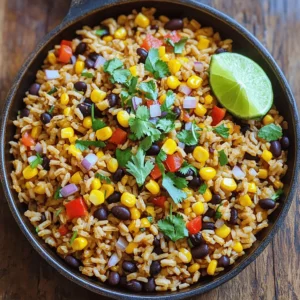 This Fiesta Rice and Beans Skillet is a colorful, tasty, and easy meal. It takes about 45 minutes to prepare and cook. You can serve four hungry people with this dish. The best part? You can cook it all in one skillet. This saves time on clean-up and gives you more time to enjoy your food. - 1 cup long-grain brown rice - 2 cups vegetable broth - 1 can (15 oz) black beans, rinsed and drained - 1 can (15 oz) corn, drained - 1 red bell pepper, diced - 1 small red onion, chopped - 2 cloves garlic, minced - 1 teaspoon cumin - 1 teaspoon chili powder - &frac12; teaspoon smoked paprika - Salt and pepper to taste - 2 tablespoons olive oil - &frac14; cup fresh cilantro, chopped (for garnish) - Juice of 1 lime Each ingredient adds flavor and nutrition. Long-grain brown rice is hearty and fills you up. Vegetable broth gives the rice a rich taste. Black beans are full of protein and fiber. Corn adds sweetness and color. Fresh veggies like bell pepper, onion, and garlic brighten the dish. Spices like cumin, chili powder, and smoked paprika bring warmth. Olive oil adds richness, while lime juice and cilantro finish it off with freshness. Enjoy this blend of flavors and colors on your table! Saut&eacute;ing the onion and garlic First, heat olive oil in a large skillet over medium heat. Add the chopped red onion. Saut&eacute; for about 3 to 4 minutes until the onion softens. Then, add the minced garlic. Cook for another 2 to 3 minutes. The garlic should become fragrant. Adding bell pepper Next, add the diced red bell pepper to the skillet. Stir it in with the onion and garlic. Cook for a few more minutes. You want the peppers to soften a bit, adding color and flavor. Toasting the rice and spices Now, it&rsquo;s time to add the brown rice. Stir in the cumin, chili powder, smoked paprika, salt, and pepper. Cook this mixture for 1 to 2 minutes. This step helps toast the rice and spices, enhancing their flavors. Bringing the mixture to a boil Pour the vegetable broth into the skillet. Stir well to combine everything. Turn up the heat to bring the mixture to a boil. Simmering the rice Once it boils, reduce the heat to low. Cover the skillet and let it simmer. This will take about 30 minutes. Check the rice to see if it&rsquo;s tender and the liquid is absorbed. Folding in beans and corn After the rice is cooked, gently fold in the black beans and corn. Stir everything together and cook for 5 more minutes. This heats everything through. Adding lime juice and cilantro Finally, remove the skillet from the heat. Stir in the lime juice and chopped cilantro. Taste and adjust seasoning if needed. Your Fiesta Rice and Beans Skillet is ready to enjoy! To make perfect rice, choose long-grain brown rice. It gives a fluffy texture. Rinse the rice before cooking. This helps remove excess starch. Use two cups of vegetable broth for flavor. If you prefer softer rice, add a bit more broth. To adjust spice levels, start with the suggested amounts. Taste as you go. Add more cumin or chili powder for heat. If it's too spicy, add a bit of sugar or more corn to balance the flavors. For a fun presentation, serve the skillet right in the pan. This looks rustic and inviting. You can also use colorful bowls. Top each serving with extra cilantro and lime wedges. Pair this meal with sliced avocado or fresh salsa. The creamy avocado adds richness. Salsa gives a nice kick and freshness. You can also serve tortilla chips on the side for crunch. Enjoy your vibrant meal! {{image_2}} You can easily change up this dish by swapping ingredients. For beans, try pinto or kidney beans. They add different flavors and textures. You can also use chickpeas for a unique twist. If you're looking to switch the grain, consider quinoa or white rice. Quinoa cooks faster and adds protein. White rice has a lighter texture, making it a great option as well. To make this dish vegetarian or vegan, use vegetable broth instead of chicken broth. It keeps all the flavors while being plant-based. For added protein, you can include tofu or tempeh. Both are great sources of protein and will soak up the dish's flavors. Just cube them and cook them in the skillet before adding the rice. To store leftovers, let the skillet cool down first. Then, place the rice and beans in an airtight container. This keeps it fresh and tasty. You can keep it in the fridge for up to four days. For best results when reheating, use a skillet or microwave. If using a skillet, add a splash of water or broth to keep it moist. Heat over medium-low until warmed through. In the microwave, cover the dish with a lid or a microwave-safe wrap. Heat in short bursts, stirring in between, until hot. For longer storage, you can freeze the Fiesta Rice and Beans Skillet. First, ensure the dish is completely cool. Then, transfer it to a freezer-safe container or bag. Remove as much air as possible to avoid freezer burn. You can freeze it for up to three months. When you&rsquo;re ready to eat, thaw it in the fridge overnight. To reheat, you can use a skillet or the microwave. If using the skillet, add a little broth or water to help it heat evenly. Cook on low heat, stirring often. If using the microwave, heat in intervals, stirring as needed. Enjoy your tasty meal! How long does it take to cook brown rice? It usually takes about 30-40 minutes to cook brown rice. You want it to be soft but not mushy. In our Fiesta Rice and Beans Skillet, we cook it for about 30 minutes in vegetable broth. This method adds flavor and helps keep the rice fluffy. Can I make this dish ahead of time? Yes, you can make this dish ahead of time. Cook the skillet and let it cool. Store it in the fridge for up to three days. When you're ready to eat, just reheat it gently on the stove. You might want to add a splash of broth to keep it moist. What can I serve with Fiesta Rice and Beans Skillet? This dish is great on its own, but you can serve it with many sides. Try adding sliced avocado for creaminess. A side of fresh salsa adds a zesty kick. You can also serve it with corn tortillas for a fun twist. Enjoy mixing and matching! This blog post guides you through making a Fiesta Rice and Beans Skillet. We covered essential ingredients, step-by-step cooking instructions, and useful tips to enhance your dish. Remember, you can adjust spices and ingredients to suit your taste. Whether you want a quick meal or to impress guests, this recipe fits the bill. Enjoy your culinary adventure, and don&rsquo;t forget to get creative with your variations and pairings! Cooking is fun, so have fun with it!