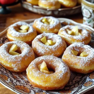 For the base of these donuts, you will need: - 1 cup all-purpose flour - 1/2 cup granulated sugar - 1 teaspoon baking powder - 1/2 teaspoon baking soda - 1/2 teaspoon salt - 1 teaspoon ground cinnamon - 1/4 teaspoon nutmeg These dry ingredients form the heart of our recipe. The flour gives structure. Sugar adds sweetness, while baking powder and baking soda help the donuts rise. Cinnamon and nutmeg bring warmth and flavor. Now, let&rsquo;s move to the wet ingredients. You'll need: - 1/2 cup unsweetened applesauce - 1/4 cup milk - 1 large egg - 2 tablespoons melted butter - 1 teaspoon vanilla extract The applesauce helps keep the donuts moist. Milk adds richness. The egg binds everything together. Butter gives a nice flavor, and vanilla brings a sweet aroma. For a fun touch, consider these toppings: - Cinnamon sugar (1/4 cup granulated sugar + 1 tablespoon cinnamon) Dusting the warm donuts with cinnamon sugar adds a lovely finish. You get a sweet crunch that pairs well with the soft donut. Enjoy experimenting with toppings like powdered sugar or a simple icing, too! First, turn your oven to 350&deg;F (175&deg;C). This is the perfect heat for baking. While the oven warms, take your donut pan and spray it with non-stick spray. This keeps your donuts from sticking later. Make sure to cover all the cavities well. In a large bowl, gather the dry ingredients. Add 1 cup of all-purpose flour, 1/2 cup granulated sugar, 1 teaspoon baking powder, and 1/2 teaspoon baking soda. Then, add 1/2 teaspoon salt, 1 teaspoon ground cinnamon, and 1/4 teaspoon nutmeg. Whisk all these together. Mixing well helps the flavors spread evenly. In a separate bowl, mix your wet ingredients. Combine 1/2 cup unsweetened applesauce, 1/4 cup milk, 1 large egg, 2 tablespoons melted butter, and 1 teaspoon vanilla extract. Stir until smooth. Now, pour this mixture into the dry ingredients. Gently fold them together. It&rsquo;s okay if there are a few lumps; don&rsquo;t overmix. Next, take the diced apple pieces and fold them into the batter gently. Now, use a spoon to fill each cavity in the donut pan. Fill them about 2/3 full. This allows room for the donuts to rise without spilling over. Place the filled donut pan into the heated oven. Bake for 12 to 15 minutes. To check if they are done, insert a toothpick into the center of a donut. If it comes out clean, they are ready! After baking, let the donuts cool in the pan for about 5 minutes. Then, transfer them to a wire rack to cool completely. If you want a sweet touch, toss the warm donuts in cinnamon sugar. This adds extra flavor and makes them look great! Overmixing can make your donuts tough. Mix the batter until just combined. You want some lumps. This keeps the donuts soft and fluffy. Remember, gentle is key! Make sure to fold the wet and dry ingredients carefully. For these donuts, I recommend using Granny Smith apples. They&rsquo;re tart and hold their shape well. Other good choices are Honeycrisp or Fuji apples. Avoid soft apples like Red Delicious, as they can turn mushy. The right apple adds great flavor and texture to your donuts. To bake evenly, make sure your oven is preheated. An oven thermometer can help check the temperature. Fill each donut cavity about 2/3 full for best results. Also, rotate the pan halfway through baking. This helps all the donuts cook evenly and makes them rise beautifully. {{image_2}} To make gluten-free baked donuts, swap all-purpose flour for a gluten-free blend. Look for a brand that includes xanthan gum for the best texture. The rest of the recipe stays the same. You still get that warm, cozy flavor from the apples and spices. For a vegan version, replace the egg with a flax egg. To make a flax egg, mix 1 tablespoon of ground flaxseed with 2.5 tablespoons of water. Let it sit for a few minutes until it thickens. Use almond or oat milk instead of regular milk. For the butter, you can use coconut oil or vegan butter. This keeps your donuts soft and tasty. Want to mix it up? Add some fun flavors! You can toss in 1/2 cup of chopped nuts like walnuts or pecans for crunch. If you love chocolate, add 1/2 cup of mini chocolate chips. They melt into gooey bites of goodness. You can even mix in dried cranberries or raisins for a fruity twist. The options are endless! To keep your apple cinnamon baked donuts fresh, place them in an airtight container. This helps them stay soft and prevent drying out. You can store them at room temperature for up to three days. If you want them to last longer, consider refrigerating them. Just be sure to let them cool completely before storing. You can freeze these donuts for up to three months. To freeze, place the cooled donuts in a single layer on a baking sheet. Once frozen solid, transfer them to a freezer bag or container. This prevents them from sticking together. When you&rsquo;re ready to enjoy them, simply thaw them in the fridge overnight. For the best taste, reheat your donuts in the oven. Preheat your oven to 350&deg;F (175&deg;C). Place the donuts on a baking sheet and heat for about 5-7 minutes. This will make them warm and soft again. If you prefer, you can also use a microwave. Heat each donut for about 10-15 seconds. Enjoy them warm for the best flavor! Yes, you can use whole wheat flour. It will give your donuts a nutty flavor. Keep in mind they may be denser than with all-purpose flour. Baked donuts stay fresh for about 2-3 days at room temperature. Store them in an airtight container. You can also refrigerate them for up to a week. You can use unsweetened applesauce as an egg substitute. Use 1/4 cup for each egg. This will keep the donuts moist and delicious. Yes, you can make them ahead of time. Bake the donuts and store them in an airtight container. Enjoy them within 2-3 days for the best taste. Serve these donuts warm with coffee or tea. You can also dust them with powdered sugar or drizzle with icing. They make a great treat for brunch or dessert. You learned how to make tasty baked donuts with the right steps and tips. We covered the key ingredients, both dry and wet, and discussed optional toppings to customize your treats. I provided clear instructions from prepping the oven to finishing touches. You also discovered ways to adapt the recipe for gluten-free or vegan diets. Now, you can bake donuts that everyone will enjoy. Enjoy the fun of sharing your tasty creations with friends and family!