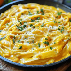 To make this creamy dish, gather these ingredients: - 8 oz. pasta (such as fettuccine or penne) - 1 cup pumpkin puree (canned or homemade) - 1 cup heavy cream - 1 cup grated Parmesan cheese - 2 tablespoons unsalted butter - 2 cloves garlic, minced - 1 teaspoon dried sage - 1/2 teaspoon nutmeg - Salt and pepper to taste - Fresh parsley, chopped (for garnish) I like to use fettuccine or penne for this recipe. Fettuccine holds the sauce well, while penne has great bite. Other types like rigatoni or linguine work too. Choose what you enjoy most. - Pasta: Look for dried pasta made from durum wheat. This type cooks well and gives a nice texture. - Pumpkin Puree: Canned puree is easy and consistent. If you make your own, use fresh, ripe pumpkins for the best flavor. - Heavy Cream: Choose heavy cream with no additives. This ensures a rich, creamy sauce. - Parmesan Cheese: Freshly grated cheese gives the best taste. Pre-grated cheese can have anti-caking agents that affect flavor. - Spices: Use fresh spices when possible. They add more flavor than older, stale ones. - Butter: Unsalted butter lets you control the salt in your dish. With these ingredients, you&rsquo;ll create a delightful Pumpkin Alfredo Pasta Skillet that&rsquo;s sure to impress! To start, grab a large skillet and melt the butter over medium heat. When the butter is melted, add the minced garlic. Saut&eacute; the garlic for about 1-2 minutes. You want it fragrant but not browned. Next, stir in the pumpkin puree. Mix it well with the garlic and butter. Cook this mixture for another 2-3 minutes. This step heats the pumpkin through and blends the flavors. Now, it's time to add the heavy cream. Pour it in gradually, stirring constantly. You want to bring this mixture to a gentle simmer. Then, add the grated Parmesan cheese, dried sage, nutmeg, salt, and pepper. Stir until the cheese melts and the sauce becomes creamy. This sauce will be rich and flavorful. While the sauce simmers, cook the pasta. Choose fettuccine or penne, as they work best. Follow the package instructions for cooking time. Aim for al dente, which means it should be firm but cooked through. Once cooked, drain the pasta but save about 1/2 cup of the pasta water. This water helps adjust the sauce later. Now, it's time to bring everything together. Add the cooked pasta to the skillet with your pumpkin Alfredo sauce. Toss the pasta gently to coat it in the sauce. If the sauce seems too thick, add a bit of the reserved pasta water. This will help to reach the perfect consistency. Taste the dish and adjust the seasoning if needed. Remove the skillet from the heat. Serve the pasta right away, garnished with freshly chopped parsley. This adds a nice touch of color and freshness to your meal. Enjoy the creamy, savory flavors of pumpkin Alfredo pasta! For a creamy texture in your pumpkin Alfredo, stir well as you cook. Start with melted butter and saut&eacute; minced garlic until fragrant. Then, slowly add heavy cream while mixing. This step helps blend the flavors. When you add Parmesan cheese, do it gradually. This way, it melts smoothly. If the sauce is too thick, use the reserved pasta water. Add it little by little to reach your perfect consistency. To boost the flavor of your Pumpkin Alfredo, use fresh herbs when possible. Dried sage gives a nice earthy taste, but fresh sage can add brightness. Nutmeg adds warmth, so don&rsquo;t skip it! You can also try adding a squeeze of lemon juice for a zesty kick. If you like a bit of heat, sprinkle in some red pepper flakes. Each of these can lift the dish from good to great. Serving this dish well makes it more enjoyable. Use a large serving bowl or individual plates. Garnish with chopped fresh parsley for a pop of color. You can also add extra Parmesan cheese on top. For a bit of crunch, consider serving with toasted garlic bread on the side. This adds texture and complements the creamy pasta. Enjoy your meal while it's warm for the best taste! {{image_2}} You can boost the meal by adding protein. Chicken works great. Cook it in the skillet before you add the sauce. Use diced chicken breast for quick cooking. Shrimp is another tasty choice. Saut&eacute; it until pink and tender. If you prefer a plant-based option, try tofu. Cube it and saut&eacute; until crispy. Each protein adds flavor and makes the dish more filling. Seasonal veggies can make this dish more colorful and healthy. Try adding spinach for a pop of green. It wilts nicely in the sauce. You can also use roasted butternut squash for extra sweetness. Carrots add crunch and color. Just slice them thin and saut&eacute; along with the garlic. These veggies not only enhance taste but also boost nutrients. To make this dish vegan, swap out the dairy ingredients. Use coconut cream instead of heavy cream. It gives a rich texture with a hint of sweetness. Nutritional yeast can replace Parmesan cheese. It adds a cheesy flavor without dairy. Use vegan butter for cooking. This way, you keep all the creaminess and taste while sticking to a vegan diet. After enjoying your Pumpkin Alfredo Pasta Skillet, let any leftovers cool. Place the pasta in an airtight container. This keeps the dish fresh and tasty. Store it in the fridge for up to three days. If you notice any excess sauce, keep it separate to prevent sogginess. Want to save some for later? You can freeze the leftovers. First, let the pasta cool completely. Then, place it in a freezer-safe container or bag. Remove as much air as possible to avoid freezer burn. It will stay good for up to three months. When you&rsquo;re ready to eat, thaw it overnight in the fridge. To reheat, you can use the microwave or the stove. If using the stove, add a splash of water or broth to the skillet. Heat it on low, stirring gently until warm. This helps keep the sauce creamy. If using the microwave, heat in short intervals. Stir between each interval to ensure even heating. Enjoy your flavorful pasta just like fresh! Yes, you can use fresh pumpkin. Start by roasting or boiling the pumpkin. Then, mash it until smooth. This method gives a fresher taste. Just make sure to drain any extra water. Fresh pumpkin may change the texture a bit. You can use milk mixed with cornstarch. This mix adds creaminess without the fat. Coconut milk or cashew cream also works well. These options keep the dish rich and tasty. Adjust the amount based on your desired thickness. The dish lasts about three to four days in the fridge. Store it in an airtight container to keep it fresh. Reheat it on low heat to avoid burning. Add a splash of water if it seems thick. Yes, you can prepare the sauce ahead of time. Store it in the fridge for up to two days. Cook the pasta fresh when ready to serve. This keeps the pasta from getting mushy. Mix it all together just before eating for the best taste. In this post, we covered how to make a tasty Pumpkin Alfredo Pasta Skillet. We talked about choosing the right ingredients and the best pasta types. I shared step-by-step instructions for making the sauce and cooking the pasta. You learned tips for perfect texture and flavor. There are fun variations to try and smart ways to store leftovers. Now you can impress friends and family with this dish. Enjoy creating your version of Pumpkin Alfredo Pasta!