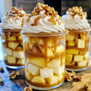 - 3 medium-sized apples - 1 cup caramel sauce - 1 teaspoon cinnamon - 1 tablespoon lemon juice - 1 cup heavy cream - 1/4 cup powdered sugar - 1 teaspoon vanilla extract - 1 cup vanilla sponge cake - 1/2 cup chopped walnuts or pecans (optional) - Whipped cream for topping To make the Caramel Apple Trifle Cups, you need a few simple ingredients. Start with three medium apples. I prefer sweet apples like Honeycrisp or Fuji. They add a nice flavor. You will also need one cup of caramel sauce. This is the star of the show. For a touch of spice, grab a teaspoon of cinnamon. Next, keep the apples fresh with a tablespoon of lemon juice. This adds zing and helps prevent browning. You&rsquo;ll also need one cup of heavy cream for a fluffy layer. To sweeten the cream, use a quarter cup of powdered sugar. Add a teaspoon of vanilla extract for extra flavor. Don&rsquo;t forget the base! Use one cup of vanilla sponge cake. You can buy it or make it from scratch. If you like a crunch, add half a cup of chopped walnuts or pecans. Finally, you will want whipped cream for topping. This makes each cup look lovely and inviting. Gather these ingredients, and you are ready to create a wonderful dessert! First, take your three medium-sized apples. Peel and dice them into small pieces. In a mixing bowl, combine the diced apples with one tablespoon of lemon juice, one teaspoon of cinnamon, and one cup of caramel sauce. Toss the apples well so they are coated completely. This step is key! Let the apples sit for a bit. This helps the flavors blend and taste even better. Next, grab a large mixing bowl. Pour in one cup of heavy cream. Use an electric mixer to beat the cream on medium speed. Keep mixing until it starts to thicken. Add in one-fourth cup of powdered sugar and one teaspoon of vanilla extract. Continue to beat until you see soft peaks. This gives your cream a light texture that pairs perfectly with the apples. Now, it&rsquo;s time to layer everything! Use clear cups or small jars for a beautiful presentation. Start with a layer of cubed vanilla sponge cake. Next, add a layer of your caramel-coated apples on top. Then, spoon a layer of whipped cream over the apples. Repeat these layers until the cups are full. Finish with one last layer of whipped cream on top. This creates a tall, pretty trifle that looks as good as it tastes! For a great trifle, layers are key. Start with a layer of sponge cake. Make sure each layer is even. This helps with the look and taste. I love using clear cups. They show off the pretty layers. You can see the apples and cream, which makes it special. Drizzling caramel can be fun! To get a nice drizzle, warm the caramel sauce. This makes it easier to pour. Use a spoon to drizzle from the edge to the center. Be careful not to add too much. Too much caramel can make a pool at the bottom. A light touch keeps it neat and tasty. You can add more flavor to your trifle! A pinch of nutmeg works well with cinnamon. You can also mix in some chopped pears with the apples. This adds a new twist. Try adding a splash of orange juice for a fresh taste. Mix and match to find your favorite. {{image_2}} You can swap apples for pears or berries. Pears add a sweet touch. Berries bring a tart flavor. Mix and match these fruits for unique tastes. Each fruit gives a new spin to your trifle. Try using seasonal fruits for fresh flavors. If you need gluten-free options, use gluten-free sponge cake. This keeps the treat safe for those with gluten issues. For vegan choices, you can replace heavy cream with coconut cream. Use vegan caramel sauce for a plant-based twist. These swaps keep the fun without losing flavor. For larger gatherings, serve in a big bowl instead of cups. This allows guests to scoop their own servings. You can layer the trifle in a clear glass bowl. It looks stunning and is easy to share. On special occasions, add a sprig of mint on top for a fresh look. To keep your caramel apple trifle cups fresh, store them in the fridge. Use airtight containers to keep moisture out. If you can, store the whipped cream separately. This helps maintain the cream's fluffy texture. When you assemble the trifle cups, make sure to layer them neatly. Avoid pressing down on the layers. This way, the layers stay intact and look beautiful when served. These trifle cups are best eaten within three days. After that, the apples might get soggy. Watch for any signs of spoilage. If you see any brown spots on the apples or if the cream smells sour, it&rsquo;s time to throw them out. Always trust your senses when it comes to food safety. Enjoy your trifle cups while they are fresh for the best taste! You can prepare parts of this dessert ahead of time. Start by mixing the apples with lemon juice, cinnamon, and caramel sauce. Store this mixture in the fridge for up to a day. Whip the cream and store it separately. You can also cube the sponge cake ahead. Assemble the trifles just before serving. This keeps everything fresh and tasty. Yes, you can use store-bought items to save time. Look for pre-diced apples in the produce section. You can also buy caramel sauce ready to use. For the sponge cake, many bakeries sell delicious options. This makes it easy to create a tasty dessert without much effort. If you want a lighter option, use half-and-half or whole milk. You can also try coconut cream for a dairy-free choice. Just keep in mind that the texture may change. The dessert might not be as rich, but it will still taste great. This blog post covers how to make a delicious caramel apple trifle. You learned the ingredients, step-by-step instructions, and helpful tips to perfect your layers. We also explored tasty variations and proper storage. Remember, you can customize flavors and make this dessert your own. Enjoy creating this treat for gatherings or just a sweet night at home. Taste, look, and feel your best while you serve these trifles!