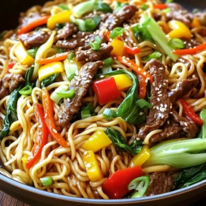 - 8 oz (225g) egg noodles - 1 lb (450g) beef sirloin, thinly sliced - 2 tablespoons soy sauce - 1 tablespoon oyster sauce - 2 tablespoons cornstarch - 2 tablespoons vegetable oil - 1 cup bell peppers, thinly sliced (red and yellow for color) - 1 cup bok choy, chopped - 1 cup carrots, julienned - 3 green onions, sliced - 2 cloves garlic, minced - 1 teaspoon ginger, minced - Salt and pepper to taste When making Beef Chow Mein, you need fresh and quality ingredients. The egg noodles provide a nice base. The beef sirloin adds a rich flavor. Soy sauce and oyster sauce bring umami. Cornstarch helps make the beef tender and gives a nice gloss. Using bell peppers, bok choy, and carrots adds color and crunch. Garlic and ginger give a warm, fragrant touch. You can customize your Beef Chow Mein. Try adding snow peas for extra crunch. Mushrooms can add an earthy flavor. If you love spice, add some chili paste or fresh chilis. You might swap beef for chicken or tofu for a different taste. This dish is well-balanced. Each serving has protein from the beef and carbs from the noodles. The vegetables add vitamins and minerals. Here&rsquo;s a quick look at the nutrition: - Calories: About 400 per serving - Protein: 30g - Carbs: 45g - Fat: 15g - Fiber: 4g These numbers can vary based on your choices. If you skip the beef, you lower the calories and fat. Enjoying this meal can also help meet your daily veggie needs! First, cook the egg noodles. Follow the package instructions for best results. Once they are cooked, drain them. Set the noodles aside in a bowl. This keeps them ready for later. Next, we marinate the beef. Take a bowl and add the thinly sliced beef. Pour in the soy sauce and oyster sauce. Sprinkle the cornstarch over the beef. Mix everything well. Make sure each piece of beef is coated. Let it sit for about 15 minutes. This adds flavor and tenderizes the meat. Now, it's time to cook. - Combining Everything Heat 1 tablespoon of vegetable oil in a large skillet or wok. Make sure the heat is high. Add the marinated beef in a single layer. Sear the beef for 2-3 minutes. It should turn brown. Remove the beef and set it aside. In the same skillet, add another tablespoon of oil. - Final Seasoning Add minced garlic and ginger to the hot oil. Stir quickly to wake up the flavors. Then, add bell peppers, bok choy, and carrots. Cook these veggies for 3-4 minutes. They should be tender but still crisp. Now, return the beef and noodles to the skillet. Toss everything together gently. Make sure the noodles mix well with the beef and veggies. Season with salt, pepper, and more soy sauce if you like. Cook for another 2 minutes to heat through. Finally, add sliced green onions. Give it a quick toss and remove from heat. This process gives you a tasty Beef Chow Mein full of flavor! To get the best flavor in your Beef Chow Mein, use fresh ingredients. Fresh veggies add crunch and color. Marinate the beef well with soy sauce and oyster sauce. This helps the beef soak up all the savory goodness. Cook the beef quickly over high heat. This gives it a nice sear and keeps it tender. Don't overcook the vegetables; they should stay bright and crisp. Toss everything together gently to keep the noodles intact. Many cooks over-marinate the beef. Fifteen minutes is enough. If you leave it too long, the meat can become tough. Another common mistake is overcrowding the pan. Cook in batches if needed. This helps the beef sear well instead of steaming. Also, be careful with salt. Soy sauce adds saltiness, so taste as you go. Lastly, avoid soggy noodles. Drain and rinse them before adding to the stir-fry. You can swap beef for chicken or shrimp. These proteins work well and cook fast. If you want a veggie option, use tofu or tempeh. For the veggies, feel free to mix and match. Snow peas, broccoli, or mushrooms can be great additions. If you can't find bok choy, use spinach or napa cabbage. For a gluten-free version, use tamari instead of soy sauce. Get creative and use what you have! {{image_2}} You can make a tasty vegetarian version of chow mein. Use tofu, tempeh, or seitan instead of beef. These options soak up flavors well. For a vegan dish, skip oyster sauce. Use more soy sauce or a vegan stir-fry sauce. This way, you still get great taste without meat. If you want to change up the protein, consider chicken, shrimp, or pork. Thinly slice chicken breast or pork tenderloin. Cook them like the beef. For shrimp, add them last. They cook fast and stay tender. Each protein gives a unique flavor to your chow mein. Feel free to mix and match vegetables based on what you like. Try broccoli, snap peas, or zucchini. Mushrooms add a hearty touch, while bean sprouts give crunch. Use what&rsquo;s in season for the freshest taste. This makes your dish colorful and full of nutrients. To store your Beef Chow Mein, wait for it to cool. Place it in an airtight container. This keeps it fresh for up to three days. Make sure to refrigerate it right away. If you leave it out, it can spoil quickly. When you want to reheat your Beef Chow Mein, use a skillet. Heat it on medium. Add a splash of water or soy sauce to keep it moist. Stir it often to heat evenly. You can also use a microwave. Place it in a microwave-safe bowl and cover it. Heat for about 1-2 minutes, stirring halfway through. You can freeze Beef Chow Mein too. First, let it cool completely. Then, put it in a freezer-safe container. Make sure to leave some space for it to expand. It can last for up to three months in the freezer. When you're ready to eat, defrost it in the fridge overnight. Reheat it as described above. Beef Chow Mein is a popular Chinese dish. It features stir-fried egg noodles with beef and vegetables. The beef is marinated for flavor. The dish often includes bell peppers, bok choy, and carrots. All these elements blend together for a tasty meal. You can serve it hot, garnished with green onions. Making Beef Chow Mein takes about 30 minutes total. You need 15 minutes to prep the ingredients. Cooking takes another 15 minutes. This quick cook time makes it great for busy nights. Plus, you&rsquo;ll enjoy a fresh, hot meal in no time. Yes, you can make Beef Chow Mein in advance. Prepare it and store it in the fridge for up to three days. When reheating, add a splash of water to keep it moist. Just heat it in a skillet until hot. It&rsquo;s a great way to save time on a busy day. Beef Chow Mein is a tasty dish full of flavor. We covered the main and optional ingredients, along with key cooking steps. I shared tips to get the best taste and avoid common mistakes. You learned about variations to fit your diet, plus how to store leftovers properly. In closing, Beef Chow Mein is easy to make and customize. Enjoy your cooking and share your delicious results!