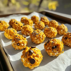 To make No-Bake Pumpkin Oatmeal Cookie Dough Bites, you need a few simple ingredients. Each one adds flavor and texture to these tasty bites. Here&rsquo;s what you will need: - 1 cup rolled oats - 1/2 cup canned pumpkin puree - 1/4 cup almond butter (or peanut butter) - 1/4 cup maple syrup - 1 teaspoon vanilla extract - 1/2 teaspoon cinnamon - 1/4 teaspoon nutmeg - 1/4 teaspoon sea salt - 1/2 cup chocolate chips (dark or semi-sweet) - Optional: 2 tablespoons chia seeds These ingredients work together to create a delicious treat. The rolled oats give a chewy base, while the pumpkin adds moisture and flavor. Almond butter or peanut butter brings creaminess. Maple syrup adds natural sweetness. The spices, like cinnamon and nutmeg, give a warm, cozy taste. Chocolate chips? They bring that sweet surprise in every bite! If you want extra nutrition, consider adding chia seeds. They add crunch and are a great source of fiber. This list is simple, but it leads to a delightful result you can enjoy anytime! Start with a large mixing bowl. Here, you will combine the rolled oats, canned pumpkin puree, almond butter, and maple syrup. Use a sturdy spoon to stir well. Make sure the ingredients blend evenly. This mix forms the base of your cookie dough bites. Next, add the vanilla extract, cinnamon, nutmeg, and sea salt. These spices bring warmth and richness to the bites. Mix thoroughly until you see no dry ingredients. If you want extra nutrition, stir in the chia seeds. They add a nice crunch and boost the health factor. Now, it&rsquo;s time to fold in the chocolate chips. This step adds sweetness and texture. Once the chocolate is evenly distributed, use your hands to form the mixture into small balls, about 1 inch in diameter. Place each ball on a baking tray lined with parchment paper. After shaping all the bites, put the tray in the refrigerator. Let them chill for at least 30 minutes. This helps the bites firm up, making them easier to eat. Once chilled, they are ready to enjoy! Chilling your cookie dough bites is key. It helps the bites firm up nicely. After mixing, place them in the fridge for at least 30 minutes. If the dough feels too sticky, add more oats. If it&rsquo;s too dry, a splash of maple syrup can help. Store your bites in an airtight container. They last about a week in the fridge. For longer storage, freeze them. They can stay good for up to three months in the freezer. Just make sure to separate layers with parchment paper. You can change the nut butter. Try peanut butter or sunflower seed butter. Mix-ins add fun! Consider adding chopped nuts or dried fruit for extra crunch and flavor. Experimenting with these options keeps things fresh and exciting. {{image_2}} You can make these bites gluten-free by using rolled oats that are certified gluten-free. It&rsquo;s key to check the label. For sweeteners, choose alternatives like agave syrup or coconut sugar. These options offer a different taste but work well with the pumpkin flavor. To keep this recipe vegan, use almond butter or peanut butter that is free from animal products. Maple syrup is a great sweetener that is also vegan. Make sure your chocolate chips are dairy-free. This way, you can enjoy these bites while sticking to a plant-based diet. Want to boost the nutrients? Add protein powders to the mix. You can use plant-based protein for an extra health kick. Chia seeds also add fiber and omega-3s. Try adding nuts or seeds for crunch and more nutrition. You can customize these bites to fit your health goals while keeping them tasty. To store your no-bake pumpkin oatmeal cookie dough bites, place them in an airtight container. This keeps them fresh and tasty. You can store them in the fridge for up to one week. Make sure to take them out when you want a quick snack. They will stay firm and delicious, ready for you to enjoy. If you want to keep your bites for longer, freezing is a great choice. To freeze, arrange the cookie dough bites in a single layer on a tray. Once they are firm, transfer them to a freezer-safe bag or container. This method helps keep their shape. When you're ready to eat them, take out the desired number and let them thaw in the fridge for a few hours. You can also enjoy them straight from the freezer for a cool treat! To check if your cookie dough bites are still good, look for a few key signs. If you see any mold or notice an off smell, it's best to toss them. Also, if they feel very hard or dry, they may not taste good anymore. Always trust your senses&mdash;if they don't seem right, it's better to be safe. Enjoy your bites while they are fresh! Yes, you can replace almond butter with peanut butter. This swap has pros and cons. Pros: - Peanut butter has a strong, nutty flavor. - It is often cheaper and easier to find. Cons: - Peanut butter may alter the taste slightly. - Some people have peanut allergies, so be cautious. For a unique twist, try sunflower seed butter. It&rsquo;s nut-free and tasty! No-bake cookie bites last about one week in the fridge. Store them in an airtight container. For longer storage, you can freeze them. They last up to three months in the freezer. When ready, just thaw them in the fridge overnight. You can make these bites without chocolate chips. Here are some tasty alternatives: - Dried fruit: Raisins or cranberries add sweetness. - Nuts: Chopped walnuts or almonds give crunch. - Coconut flakes: Unsweetened coconut adds a tropical flavor. These swaps change the flavor a bit but still make a delicious treat! In this blog post, we covered how to make delicious cookie dough bites. We listed simple ingredients and shared step-by-step mixing and forming methods. You learned tips for achieving the best texture and variations for dietary needs. Storing these bites properly helps keep them fresh. Remember, you can substitute ingredients easily for fun flavors. Enjoy making these tasty, healthy snacks! They are quick, easy, and perfect for any time of day. Now, go ahead and get started on your own batch!
