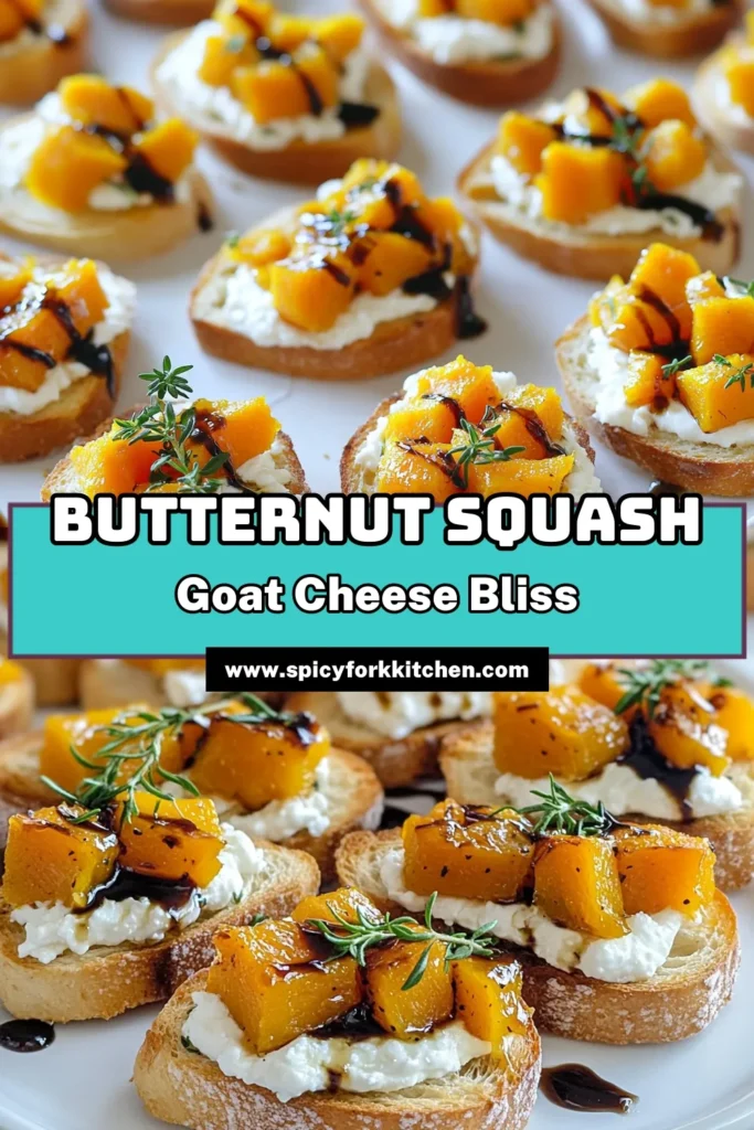 Elevate your appetizer game with these Savory Butternut Squash Goat Cheese Crostini! This delicious recipe combines roasted butternut squash, creamy goat cheese, and a touch of honey for a perfect bite. Easy to make and bursting with flavor, these crostini are sure to impress your guests. Ready to try it out? Click to discover the full recipe and bring this delightful dish to your next gathering! #ButternutSquash #Crostini #Appetizers #GoatCheese