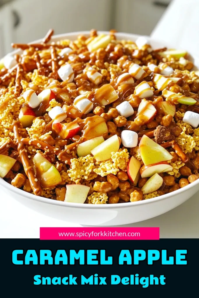 Discover the ultimate Caramel Apple Snack Mix recipe that combines sweet and savory flavors perfect for any occasion! With apple-flavored cereal, pretzels, peanuts, and a drizzle of creamy caramel, this treat is easy to make and irresistible. Enjoy it at parties, as a mid-day snack, or even as a fun gift. Click through for the full recipe and impress your friends and family today! #CaramelAppleSnackMix #SnackRecipes #FallTreats #EasyDesserts