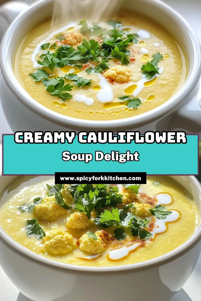 Warm up your nights with this delicious and easy creamy roasted cauliflower soup! Packed with flavor from roasted cauliflower, aromatic garlic, and a hint of smoked paprika, this soup is perfect for any occasion. Enjoy the creamy texture from coconut milk and savor every spoonful. Ready to indulge in this comforting recipe? Click through for the full details and make it tonight! #CreamyRoastedCauliflowerSoup #SoupRecipes #HealthyEating #ComfortFood
