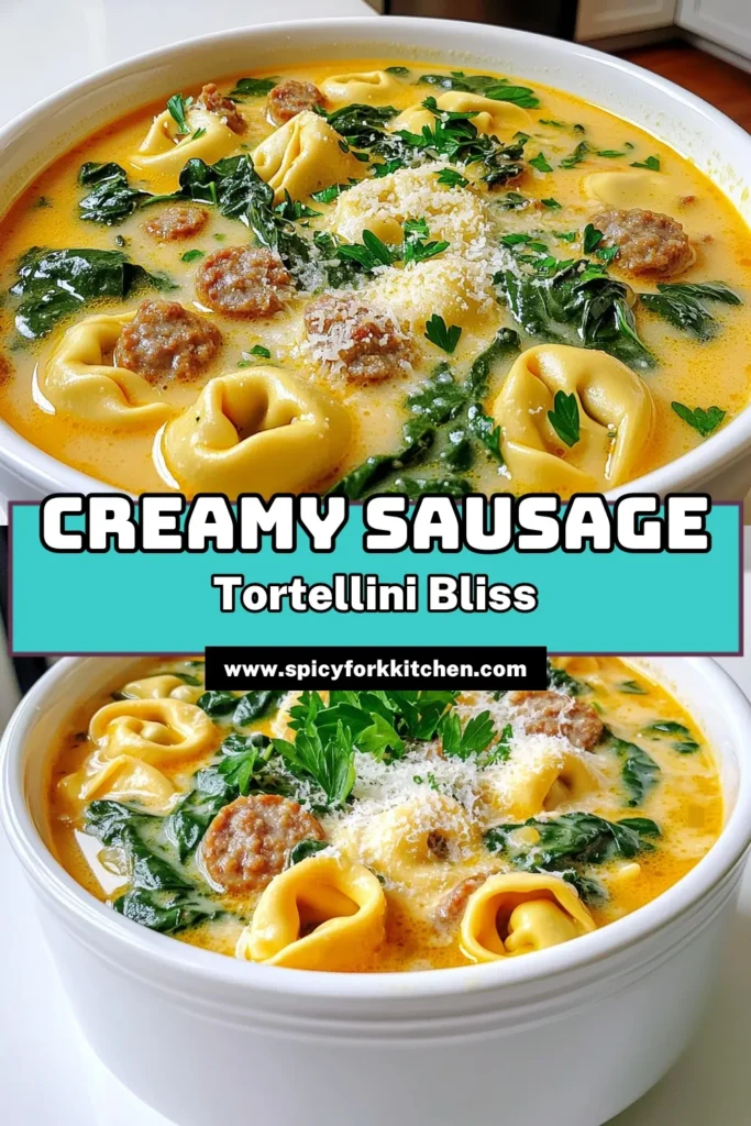 Cozy up with a bowl of Creamy Sausage Tortellini Soup that’s perfect for any meal! This delicious recipe combines savory Italian sausage, rich cream, and fresh spinach for a comforting dish you'll love. Ready in just 30 minutes, it’s ideal for busy weeknights or a cozy weekend treat. Click through to explore the full recipe and enjoy a hearty helping! #CreamySausageTortelliniSoup #SoupRecipes #EasyDinner #ComfortFood