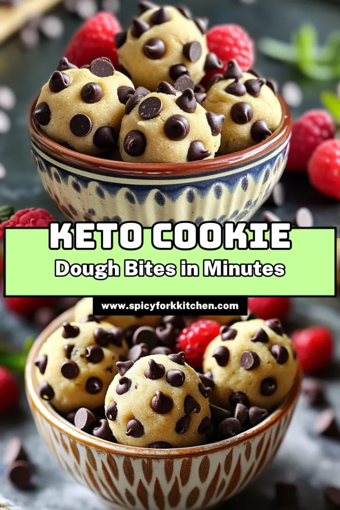 Indulge guilt-free with these delicious Keto Chocolate Chip Cookie Dough Bites! Made with almond flour and sugar-free chocolate chips, these easy-to-make treats are perfect for satisfying your sweet tooth while staying in ketosis. Whip up a batch in just 10 minutes and enjoy a tasty snack that's both nutritious and satisfying. Ready to get baking? Click to explore the full recipe now! #KetoFriendly #SugarFree #HealthySnacks #LowCarbDesserts