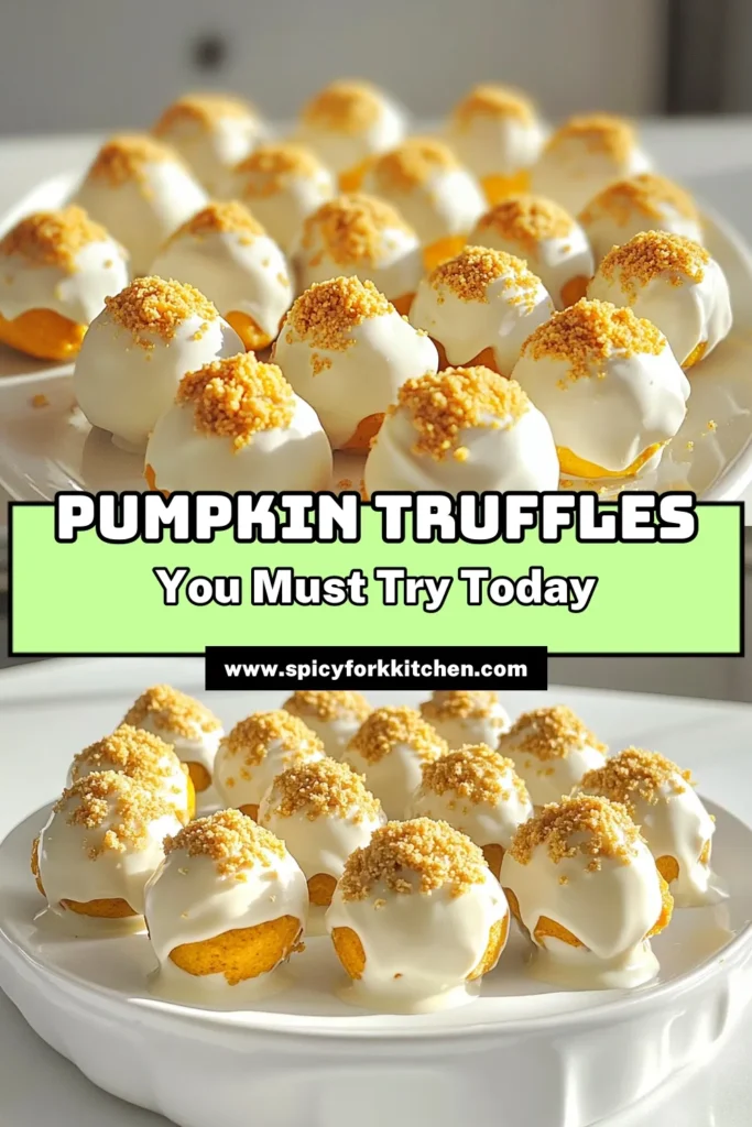 Indulge in the fall flavors with these delightful Pumpkin Cream Cheese Truffles! Combining creamy pumpkin with sweet white chocolate, these bite-sized treats are perfect for any occasion. Follow our simple steps to create these delicious morsels that are sure to impress. Ready to elevate your dessert game? Click through for the full recipe and bring a taste of autumn to your table! #PumpkinTruffles #FallDesserts #SweetTreats #PumpkinRecipes