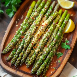 For this recipe, you need 1 pound of fresh asparagus. Look for bright green stalks. They should feel firm and snap easily. Trim the tough ends to get the best flavor. Fresh asparagus makes all the difference in taste. You will need a few key seasonings to enhance the asparagus. Gather these: - 2 tablespoons olive oil - 4 cloves garlic, minced - 1 teaspoon garlic powder - 1/2 teaspoon black pepper - 1/4 teaspoon salt The olive oil helps the seasonings stick. Garlic adds a punch of flavor. Black pepper and salt balance the dish nicely. If you want to spice things up, consider these optional additions: - 1/4 teaspoon red pepper flakes These add a little heat. Feel free to adjust or skip them based on your taste. You can also try different cheeses or herbs for a twist. Start by setting your air fryer to 400°F (200°C). Preheat it for about 5 minutes. This step helps your asparagus cook evenly and get crispy. Take 1 pound of fresh asparagus and trim the ends. In a large bowl, mix the trimmed asparagus with 2 tablespoons of olive oil. Add 4 minced garlic cloves, 1 teaspoon of garlic powder, 1/2 teaspoon of black pepper, 1/4 teaspoon of salt, and red pepper flakes if you like spice. Toss everything well. Make sure the asparagus is coated evenly. Next, sprinkle 1/2 cup of grated Parmesan cheese over the top. Toss again to coat the asparagus with the cheese. Place the asparagus in a single layer in the air fryer basket. Avoid overlapping to ensure even cooking. Air fry at 400°F (200°C) for 8-10 minutes. Flip the asparagus halfway through to help it brown nicely. When done, it should be tender and golden brown. Remove it from the air fryer and let it cool for a minute before serving. Enjoy the crispy, cheesy goodness! To get that perfect crispness, follow these key steps. Start by trimming the asparagus. Make sure they are all about the same size. This helps them cook evenly. Preheat your air fryer to 400°F (200°C). This step is crucial. It ensures the asparagus fries cook quickly and evenly. When you toss the asparagus with oil and seasonings, make it a light coat. Too much oil can make them soggy. Place the asparagus in a single layer in the basket. Avoid overcrowding, as this can trap steam and reduce crispness. Flip them halfway through cooking to ensure an even crunch on all sides. Want to amp up the flavor? There are so many simple ways to do this! You can add lemon zest for a fresh note. Try using fresh herbs like thyme or rosemary for a different taste. If you love heat, sprinkle in some extra red pepper flakes. Consider adding a dash of smoked paprika for a warm, smoky flavor. Mixing in some lemon juice before serving can brighten everything up. Each of these options adds a unique twist to your garlic Parmesan asparagus fries. Serving your food well makes it even more enjoyable. For a beautiful display, use a rustic wooden platter. Arrange the asparagus fries in a neat line or a fun pattern. Sprinkle some extra Parmesan on top for a tasty touch. Adding fresh parsley not only enhances the look but also adds a fresh flavor. Don’t forget to include a lemon wedge on the side. It gives a pop of color and a burst of flavor when squeezed over the fries. Your guests will love the effort you put into the presentation! {{image_2}} If you want to try different flavors, cheese alternatives are a great start. Instead of Parmesan, you can use mozzarella for a stretchy cheese experience. Feta adds a salty kick, while nutritional yeast gives a nutty flavor for a vegan option. Each cheese brings its own twist to the dish. Feel free to get creative with seasonings. Adding lemon zest brightens the flavors and adds freshness. You could also try smoked paprika for a hint of smokiness or cumin for a warm, earthy taste. Experimenting with herbs like thyme or oregano can also enhance the dish. You can switch up the cooking style for variety. If you don’t have an air fryer, roast the asparagus in the oven at 425°F (220°C). Just keep an eye on the time, as it may take longer. For a grill version, toss asparagus on the grill for a charred flavor. Each method offers a unique taste and texture. After enjoying your Air Fryer Garlic Parmesan Asparagus Fries, store leftovers in an airtight container. They stay fresh for up to 3 days in the fridge. Make sure they cool down fully before sealing them. This helps keep them crispy and tasty for your next meal. To reheat, use your air fryer again. Set it to 350°F (175°C). Place the asparagus fries in a single layer. Heat for about 3-5 minutes. This way, they regain their crispness. You can also use a microwave, but they may lose some crunch. If you want to freeze the fries, first cool them completely. Place them in a single layer on a baking sheet. Freeze for about 1-2 hours until solid. Then, transfer them to a freezer bag. They can last for up to 2 months. When ready to eat, air fry them straight from the freezer for about 12-15 minutes. You should cook asparagus at 400°F for about 8-10 minutes. Flip them halfway to ensure even cooking. The asparagus should be tender and golden brown when done. You can use frozen asparagus, but fresh is best. If you use frozen, add a few minutes to the cooking time. Make sure to thaw them first to avoid excess moisture. Garlic Parmesan asparagus fries pair well with various dishes. Try serving them with grilled chicken or fish. They also match nicely with a fresh salad or a hearty pasta dish. For a fun twist, enjoy them with a zesty dipping sauce like aioli or ranch. In this post, I shared how to make tasty air fryer asparagus. I covered key ingredients, step-by-step instructions, and tips for perfect cooking. You can enhance flavors and try fun variations. Proper storage and reheating options keep your leftovers fresh. Remember, cooking asparagus in an air fryer is quick and easy. Experiment with seasonings to match your taste. Enjoy your delicious garlic Parmesan fries!