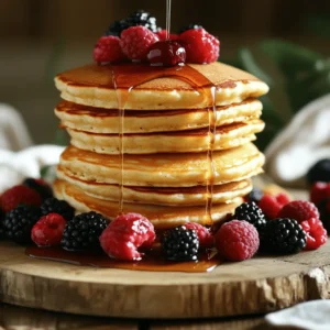 To make Fluffy Cottage Cheese Pancakes, you need the following: - 1 cup cottage cheese - 3 large eggs - 1 cup all-purpose flour - 2 tablespoons sugar - 1 tablespoon baking powder - 1/2 teaspoon salt - 1/2 teaspoon vanilla extract - 1/4 cup milk (or more for desired consistency) - Butter or oil for cooking - Maple syrup and fresh berries for serving These ingredients come together to create light and tasty pancakes that everyone will love. If you need to make swaps, here are some ideas: - For the cottage cheese, you can use ricotta. It gives a similar texture. - You can replace all-purpose flour with whole wheat flour for added fiber. - Use honey or agave syrup instead of sugar to sweeten the batter. - If you want a dairy-free option, try almond milk or oat milk for the milk. These substitutions keep the pancakes delicious while catering to different diets. When picking cottage cheese, look for these features: - Choose a brand that has a creamy texture. It helps make the pancakes fluffy. - Check for curds that are not too large. Smaller curds mix better into the batter. - Opt for low-fat or full-fat based on your taste. Full-fat adds richness. - Always check the expiration date. Freshness ensures the best flavor. Using the right cottage cheese can make a big difference in your pancake's taste and texture. To start, gather your ingredients. You need cottage cheese, eggs, flour, sugar, baking powder, salt, vanilla extract, and milk. Butter or oil will help cook the pancakes. 1. In a large bowl, mix the cottage cheese and eggs. Whisk until smooth. 2. In another bowl, combine flour, sugar, baking powder, and salt. 3. Add the dry mix to the wet mix. Stir gently. Don't overmix. 4. Add vanilla and milk. Mix until thick but pourable. Add more milk if needed. Now, let&rsquo;s cook! Preheat a non-stick skillet over medium heat. Add a little butter or oil. 1. Pour about 1/4 cup of batter for each pancake. 2. Cook for 2-3 minutes. Look for bubbles and set edges. 3. Flip the pancake and cook for another 2 minutes. It should turn golden brown. 4. Keep cooking the rest of the batter. Add more butter or oil as needed. Flipping pancakes can be tricky. Here are some tips: - Wait until bubbles form on the surface. - Use a thin spatula to slide under the pancake. - Flip quickly and confidently. - If it sticks, gently wiggle the spatula to loosen it. Following these steps will give you fluffy, delicious pancakes every time! Enjoy with maple syrup and berries. To make your pancakes extra fluffy, use fresh cottage cheese. The texture adds great lift. Whisk the eggs well, and mix them with the cottage cheese. This breaks down the cheese and helps with fluffiness. Don't overmix the batter; gentle stirring keeps air in. Let the batter rest for a few minutes before cooking. This allows it to rise a bit more. One common mistake is overmixing the batter. This can make your pancakes tough instead of fluffy. Another mistake is cooking on too high heat. Medium heat is best for even cooking. Also, avoid using expired baking powder. It won&rsquo;t provide enough lift. Lastly, don&rsquo;t skip the milk; it helps the batter reach the right consistency. Serve your pancakes warm with maple syrup. Fresh berries add color and taste. Try adding a sprinkle of powdered sugar for a sweet touch. You can also top them with yogurt for creaminess. For a twist, add a dollop of lemon curd or whipped cream. These toppings enhance the flavor and make the dish more special. {{image_2}} You can change the flavor of your pancakes with add-ins. Here are some fun ideas: - Blueberries: Add fresh or frozen blueberries for sweetness. - Chocolate Chips: Mix in some chocolate chips for a rich taste. - Banana: Mash half a banana into the batter for a fruity touch. - Cinnamon: Sprinkle in a teaspoon of cinnamon for a warm flavor. - Nuts: Chopped walnuts or pecans give a nice crunch. Feel free to mix and match these add-ins. They can make your pancakes special each time you cook. If you want gluten-free pancakes, you can swap the flour. Here&rsquo;s what to do: - Use gluten-free flour blend instead of all-purpose flour. - Make sure it has a good mix of starches and proteins for the best rise. This change keeps the pancakes fluffy and tasty without gluten. You won&rsquo;t lose any of the great flavors. Want to try something different? You can make savory pancakes. Here&rsquo;s how: - Omit the sugar and vanilla extract from the batter. - Add chopped spinach, feta cheese, or herbs like chives. - Top them with a dollop of yogurt or a poached egg. These savory pancakes can serve as a delicious brunch dish. They are great for those who prefer less sweetness in their meals. To store your Fluffy Cottage Cheese Pancakes, let them cool first. Place them in an airtight container. They will stay fresh in the fridge for up to three days. If you want to save space, stack them with parchment paper in between. This keeps them from sticking together. For longer storage, you can freeze these pancakes. First, let them cool completely. Then, stack them with parchment paper in between each pancake. Wrap the stack tightly in plastic wrap and then place it in a freezer bag. They can last for up to two months in the freezer. When ready to eat, just take out what you need. Reheating is simple. If you are in a hurry, use the microwave. Heat each pancake for about 30 seconds or until warm. For a crispier texture, use a skillet. Heat the skillet over medium heat and add a little butter or oil. Cook each pancake for a minute on each side. This will bring back their lovely fluffiness. Enjoy them warm with syrup and berries! Yes, you can use different cheeses. Ricotta works well, giving a creamy texture. Goat cheese adds a tangy flavor. Cream cheese can also be good, but it may change the taste. Choose the cheese you like best. Each will give your pancakes a unique twist. To make these pancakes vegan, swap out eggs with flaxseed meal. Mix one tablespoon of flaxseed meal with three tablespoons of water. Let it sit for five minutes to thicken. Use plant-based milk instead of regular milk. Choose a vegan cheese like tofu or cashew cheese. This way, you keep the taste and texture while being vegan. These pancakes pair great with maple syrup. Fresh berries like strawberries, blueberries, or raspberries add color and taste. You can also sprinkle nuts for crunch. Greek yogurt is a tasty option too. If you want something fun, try chocolate chips or whipped cream. Enjoy mixing and matching your toppings! This blog post covered the key ingredients for fluffy cottage cheese pancakes, including choices and swaps. I shared step-by-step cooking instructions and tips for perfect pancakes. You learned how to make them fluffy and avoid common mistakes. We explored fun variations and storage tips to keep them fresh. In conclusion, making these pancakes can be simple and rewarding. Experiment with flavors and enjoy them with your favorite toppings. Happy cooking!