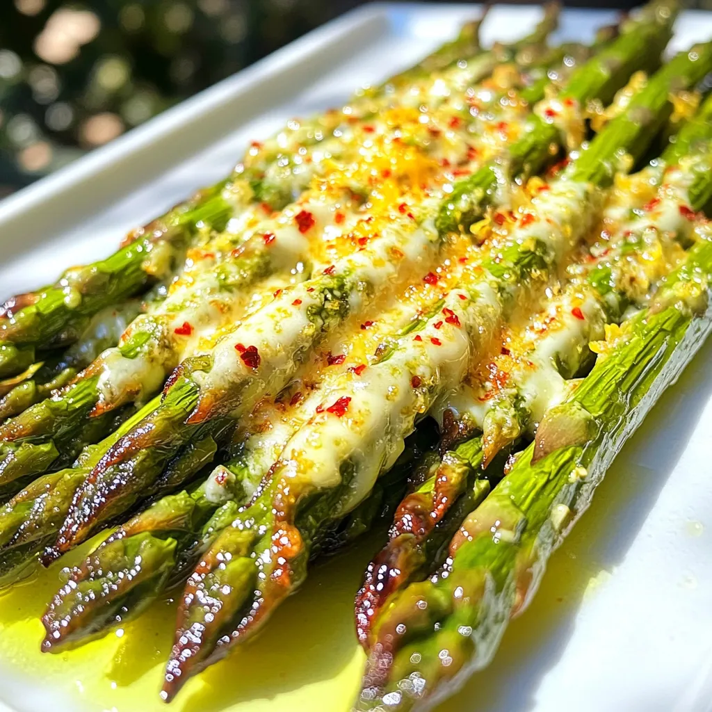For this recipe, you need one bunch of fresh asparagus. Choose spears that are bright green and firm. Trim the ends to remove any tough parts. Fresh asparagus makes a big difference in taste. You will need 2 tablespoons of olive oil. This helps the seasoning stick and adds flavor. You also need 1 teaspoon of garlic powder, 1/2 teaspoon of lemon zest, and salt and pepper to taste. If you like a kick, add 1/4 teaspoon of red pepper flakes. These spices bring out the best in the asparagus. Use 1/2 cup of grated Parmesan cheese. This cheese gives the asparagus a crispy and cheesy crust. Toss it well with the asparagus for even coverage. Freshly grated cheese works best, but store-bought is fine too. First, I preheat my air fryer to 400°F (200°C). This takes about five minutes. Preheating helps the asparagus cook evenly and get crispy. I grab a large bowl and add my trimmed asparagus. Next, I pour in two tablespoons of olive oil. I toss the asparagus to coat them well. Then, I sprinkle in one teaspoon of garlic powder, half a teaspoon of lemon zest, and salt and pepper to taste. If I want some heat, I add a quarter teaspoon of red pepper flakes. I toss everything again to mix it well. Now, I add half a cup of grated Parmesan cheese to the bowl. I make sure every spear is covered in cheese. This will give it that tasty, crispy crust. I place the coated asparagus in a single layer in the air fryer basket. It’s important not to overcrowd the basket. This way, they cook evenly. I set the timer for 10 to 12 minutes. Halfway through, I give the basket a good shake. This helps the asparagus cook on all sides. When they’re done, they should be tender and golden brown. I take them out of the air fryer and let them cool for a moment. Then, they are ready to serve! To get that perfect crunch, keep the asparagus in a single layer. This helps all sides cook evenly. Shake the basket halfway through cooking. This action ensures that every spear gets hot air. For a truly crispy finish, try adding a bit more cheese just before the end of cooking. You can boost the flavor of your asparagus easily. Try adding lemon juice for brightness. A sprinkle of smoked paprika gives it a nice twist. If you want a bit of heat, the red pepper flakes are perfect. Remember, a little goes a long way, so start small. Overcrowding the basket can lead to soggy asparagus. Make sure there's enough space for air to flow. If you have a lot, cook in batches. This way, every spear gets the chance to become crispy and delicious. {{image_2}} You can change the flavor of your asparagus by adding more spices. Try mixing in smoked paprika or onion powder for a different taste. For a zestier option, add some cumin or Italian herbs. Even a dash of curry powder can give it an exciting twist. While Parmesan is great, you can use other cheeses too. Grated Pecorino Romano adds a sharp taste. If you want a creamier texture, try mozzarella or even cheddar. Just remember to adjust the amount based on the cheese type. Besides using an air fryer, you can roast the asparagus in the oven. Set your oven to 425°F (220°C) and bake for 15-20 minutes. You can also grill them for a smoky flavor. Just place them on a grill and cook until tender. Each method brings out unique textures and flavors. To keep your air fryer parmesan asparagus fresh, place it in an airtight container. Make sure it cools to room temperature first. You can store it in the fridge for up to three days. This method keeps the flavors intact and prevents sogginess. To reheat, use the air fryer for the best result. Set the air fryer to 350°F (175°C). Heat for about 3-5 minutes. This will keep the asparagus crispy. You can also use a microwave, but it may not maintain the texture. You can freeze your asparagus, but it’s best to do this before cooking. Blanch the asparagus in boiling water for 2 minutes, then cool it in ice water. Drain and place in a freezer-safe bag. It can last up to three months. When you're ready, just air fry it straight from frozen, adding a few extra minutes to the cook time. Yes, you can use frozen asparagus. However, fresh asparagus gives better taste and texture. If you use frozen, cook it for a few extra minutes. Thaw it first for best results. Check your asparagus after 10-12 minutes in the air fryer. It should be tender but still crisp. Look for a golden brown color on the cheese. If it’s not there, air fry for 1-2 more minutes. This dish pairs well with many foods. You can serve it with grilled chicken or fish. It also goes great with quinoa or rice. For a simple meal, add a salad on the side. We've covered how to make tasty air fryer parmesan asparagus. You learned about choosing fresh asparagus, the best seasonings, and how to achieve crispiness. You also discovered variations and how to store leftovers. Remember, keeping your air fryer clean and not overcrowding the basket makes a big difference. Enjoy experimenting with flavors and serving it with your favorite dishes. Happy cooking!