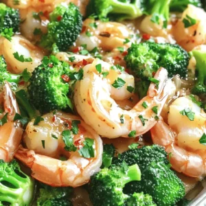 Here is what you need to make Garlic Butter Shrimp and Broccoli: - 1 pound large shrimp, peeled and deveined - 2 cups broccoli florets - 4 tablespoons unsalted butter - 4 cloves garlic, minced - 1 teaspoon red pepper flakes (adjust for spiciness) - 2 tablespoons low-sodium soy sauce - 1 tablespoon lemon juice - Salt and pepper to taste - 2 tablespoons fresh parsley, chopped (for garnish) These ingredients blend to create a dish that is both tasty and simple to prepare. You might want to switch some ingredients. Try these options: - Use shrimp with the shell on for more flavor. - Swap broccoli with green beans or asparagus for a different taste. - Olive oil can replace butter if you want a lighter dish. - If you don&rsquo;t have fresh garlic, use garlic powder. - Lemon juice can be swapped with lime juice for a citrus twist. Finding substitutes allows you to make this dish your own. Fresh ingredients make a big difference. Here&rsquo;s why: - Fresh shrimp taste better and have a firmer texture. - Bright green broccoli is more crisp and flavorful. - Fresh garlic gives a more intense and aromatic flavor. - Using fresh herbs like parsley adds a vibrant touch. Choosing fresh ingredients helps elevate your cooking and creates a more enjoyable meal. First, rinse the shrimp under cold water. After that, pat them dry with paper towels. This step helps remove extra moisture. Season the shrimp lightly with salt and pepper. Next, it&rsquo;s time to prepare the broccoli. Boil a pot of water and add the broccoli florets. Blanch them for about 2 minutes until they are bright green and slightly tender. Drain the broccoli and plunge it into ice water to stop cooking. This keeps the color and crunch. In a large skillet, melt 4 tablespoons of unsalted butter over medium heat. Once the butter melts, add 4 cloves of minced garlic and 1 teaspoon of red pepper flakes. Saut&eacute; for 1-2 minutes. Watch the garlic carefully to avoid burning. The garlic should smell nice and fragrant. Now, raise the heat to medium-high. Add the seasoned shrimp to the skillet. Cook the shrimp for 2-3 minutes on one side. Flip the shrimp and cook for another 2-3 minutes until they turn pink. Next, add the blanched broccoli to the skillet. Pour in 2 tablespoons of low-sodium soy sauce and 1 tablespoon of lemon juice. Toss everything gently to coat the shrimp and broccoli in the sauce. Cook for another minute to heat through. Finally, remove the skillet from the heat and garnish with chopped fresh parsley. Serve the dish hot for a delightful meal. To cook shrimp well, start with fresh shrimp. Rinse them under cold water and dry them. Season lightly with salt and pepper. This step helps the shrimp absorb flavor. Use medium-high heat to cook the shrimp. This method cooks them quickly and keeps them juicy. Cook for 2-3 minutes on one side. Then flip and cook for another 2-3 minutes. The shrimp will turn pink when done. Avoid overcooking; it makes shrimp rubbery. To make broccoli tender and bright, blanch it first. Boil water in a pot, then add the florets. Blanch for 2 minutes. This keeps the color and crunch. After blanching, quickly place the broccoli in ice water. This stops the cooking process. Drain well before adding it to the skillet. This method gives a nice texture that pairs well with shrimp. While garlic and butter are key, you can add more zest. Try adding a pinch of red pepper flakes for heat. Adjust the spice level based on your taste. Soy sauce adds umami, and lemon juice adds brightness. You can also sprinkle fresh herbs like parsley or basil before serving. These small touches elevate the dish and make it even more delicious. {{image_2}} To spice things up, add more red pepper flakes. You can also include diced jalape&ntilde;os for extra heat. This will give your dish a vibrant kick. Adjust the amount based on your heat tolerance. If you enjoy a smoky flavor, try adding a dash of smoked paprika. It pairs well with garlic and shrimp. This dish is flexible. You can swap out broccoli for other veggies. Asparagus, snap peas, or bell peppers work great. Just remember to blanch them first. Each vegetable adds a unique flavor and texture. Experiment with what you have on hand. You might discover a new favorite. If you need a gluten-free option, replace soy sauce with tamari. It tastes similar but is gluten-free. Check labels on any sauces you use. Some brands offer gluten-free alternatives. Always ensure your butter is free from additives. Enjoy a delicious meal without worrying about gluten. After your meal, let the shrimp and broccoli cool. Place leftovers in an airtight container. Store them in the fridge for up to three days. Make sure the shrimp is fully covered to keep it fresh. If you want to keep it longer, consider freezing. To reheat, you can use the stove or microwave. For the stove, heat a skillet on medium. Add the shrimp and broccoli, and stir until warm. This should take about five minutes. If you use a microwave, put the dish in for one to two minutes. Check often to avoid overcooking. If you want to freeze this dish, follow these steps. First, cool the food completely. Then, place it in a freezer-safe bag or container. Remove as much air as possible to prevent freezer burn. You can freeze it for up to three months. When ready to eat, thaw it overnight in the fridge before reheating. Yes, you can use frozen shrimp. Just thaw them first. To thaw, place them in the fridge overnight or run cold water over them for about 10 minutes. After thawing, pat them dry. This helps the shrimp cook evenly and absorb flavors better. This dish pairs well with rice or quinoa. You can also serve it with pasta for a fun twist. A side salad adds freshness. Garlic bread is tasty too. These options create a full meal and enhance the flavors of the shrimp and broccoli. To make this dish healthier, use less butter or try olive oil. You can add more vegetables like bell peppers or snap peas. Swap regular soy sauce for low-sodium soy sauce to cut down on salt. These changes keep the taste while boosting nutrition. Using fresh ingredients can elevate your cooking. This blog covered shrimp and broccoli, from key ingredients to step-by-step instructions. You learned about cooking techniques, flavor tips, and dish variations. Store your leftovers right for later enjoyment. I hope you feel ready to create your own garlic butter masterpiece. Experiment with flavors and enjoy the process. Your kitchen can become a place of fun and tasty meals.