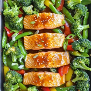- 4 salmon fillets - 2 cups broccoli florets - 1 red bell pepper, sliced - 1 cup snap peas - 1 tablespoon olive oil - 1/4 cup sweet chili sauce - 2 cloves garlic, minced - 1 tablespoon fresh ginger, grated - 1 tablespoon soy sauce (or tamari for gluten-free) - Salt and pepper, to taste These ingredients come together to create a tasty dish. The salmon is rich in flavor. The veggies add crunch and color. You will enjoy how easy it is to prepare. You can swap ingredients based on what you have. If you don't have salmon, try chicken or tofu. For the vegetables, green beans or carrots work well too. If you prefer a milder flavor, use low-sodium soy sauce. You can also replace sweet chili sauce with teriyaki sauce for a different taste. Garnishes make the dish pop. Add sesame seeds for a nutty flavor. Chopped green onions add freshness and color. You can also drizzle more sweet chili sauce on top for extra taste. These small touches will impress your family and friends. Start by gathering your ingredients. You need fresh salmon, colorful veggies, and the sweet chili sauce. Preheat your oven to 400&deg;F (200&deg;C). This helps cook everything evenly. Line a large sheet pan with parchment paper. This will make cleanup a breeze. In a small bowl, mix the sweet chili sauce, minced garlic, grated ginger, soy sauce, and a pinch of salt and pepper. Whisk it well to combine. This will be your glaze. It adds flavor and helps the salmon shine. Next, place the salmon fillets in the center of the sheet pan. Drizzle half of the glaze over the salmon. Make sure each fillet gets a nice coating. It will keep the fish moist while baking. Now, prepare the veggies. Take your broccoli, red bell pepper, and snap peas. Toss them in a bowl with olive oil and some salt and pepper. This adds taste and helps them roast well. Arrange the seasoned veggies around the salmon on the sheet pan. It's important to keep everything in a single layer. This ensures even cooking. Drizzle the remaining glaze over the veggies. Make sure they are also well coated. Bake in the preheated oven for about 15-20 minutes. The salmon is done when it flakes easily with a fork. The veggies should be tender-crisp. Keep an eye on them during the last few minutes. Once done, carefully remove the sheet pan from the oven. Let it cool for a couple of minutes. This helps the flavors settle. If you want, sprinkle sesame seeds and chopped green onions on top for garnish. To ensure even cooking, cut the veggies into similar sizes. This helps them cook at the same rate. Avoid overcrowding the pan, as this can trap steam and lead to soggy veggies. If you have a lot of vegetables, consider using two pans. Also, check the salmon and veggies a few minutes early. Ovens can vary in temperature. If your salmon looks done but the veggies need more time, take the salmon out. Let the veggies cook longer until they reach the perfect tender-crisp texture. To cook salmon just right, follow these steps. First, preheat your oven to 400&deg;F (200&deg;C). This heat cooks the salmon evenly. Choose fresh, thick fillets for best results. Thicker fillets cook better and stay moist. Place the salmon skin-side down on the pan for a crisp skin. Use a fork to check if it flakes easily. This means it is done. If you want extra flavor, marinate it for 15 minutes before cooking. To make your dish pop with flavor, use the sweet chili glaze wisely. The mix of sweet chili sauce, garlic, and ginger creates magic. Drizzle half over the salmon and the rest on the veggies. This adds depth to each bite. Don&rsquo;t forget to season with salt and pepper. You can also add lemon zest for a bright kick. For a spicy twist, add red pepper flakes to the glaze. Many home cooks make simple errors. One mistake is overcrowding the sheet pan. This steams the food instead of roasting it. Make sure to spread out the salmon and veggies. Another common mistake is not using enough oil. A light drizzle keeps everything from sticking. Lastly, don&rsquo;t rush the cooking time. Salmon should be flaky but not dry. Keep an eye on it! {{image_2}} You can switch up the veggies in this dish easily. Try using asparagus, zucchini, or carrots. Each veggie adds its own taste and texture. For a colorful twist, use orange bell peppers or cherry tomatoes. You can even add baby spinach for extra greens. Just remember to cut them into similar sizes for even cooking. If you want to change the protein, chicken works great here. Use boneless thighs or breasts for a tasty swap. Tofu is also a good choice for a plant-based meal. Just press it to remove extra water. You can marinate the tofu in the same sweet chili mix. This will help it soak up all that delicious flavor. You can play with flavors to make this dish your own. Try adding lime juice for a zesty kick. For a spicy touch, mix in some red pepper flakes. You can also use different sauces, like teriyaki or hoisin, instead of sweet chili sauce. Each option changes the taste and keeps it fun! To keep your sheet-pan sweet chili salmon and veggies fresh, store them correctly. First, let the dish cool down to room temperature. This step prevents condensation that can make food soggy. Place the salmon and veggies in an airtight container. Refrigerate them within two hours of cooking. This helps avoid bacteria growth. Stored this way, they last for up to three days. When you want to enjoy leftovers, reheating them well is key. Use the oven for best results. Preheat the oven to 350&deg;F (175&deg;C). Place the salmon and veggies on a baking sheet. Cover them loosely with aluminum foil. Heat for about 10-15 minutes until warmed through. This method keeps the salmon moist and the veggies crisp. You can also use a microwave for speed. Heat in short bursts, about 30 seconds at a time. Stir or flip the food to heat evenly. If you want to save some for later, freezing is a great option. Wrap each salmon fillet and veggies separately in plastic wrap. Then place them in a freezer-safe bag. Remove as much air as possible. This helps prevent freezer burn. You can freeze them for up to three months. When ready to eat, thaw overnight in the fridge. Reheat as mentioned above for great taste. Yes, you can use frozen salmon. Just make sure to thaw it first. Place it in the fridge overnight or use the quick-thaw method. Once thawed, pat the salmon dry before adding the glaze. This helps the glaze stick better and gives a nice finish. Your salmon is done when it flakes easily with a fork. Look for a light pink color inside. The internal temperature should reach 145&deg;F (63&deg;C). If you are unsure, use a meat thermometer to check. Salmon can dry out if overcooked, so keep an eye on it! You can serve this dish with rice or quinoa for a hearty meal. A side salad adds freshness and crunch. You could also pair it with noodles for a different twist. Any of these options will complement the sweet chili flavor well! You have learned about the key ingredients and how to cook salmon perfectly. I shared tips on flavor and avoiding mistakes. You can also explore variations and storage options for last-minute meals. Remember, using fresh ingredients and trying new flavors can make meals better. Keep this guide handy, and don't hesitate to experiment. You are now ready to make delicious salmon at home!