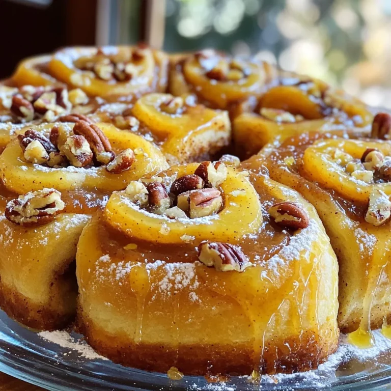 - 1 can of refrigerated cinnamon roll dough - 1 cup apple butter - 1 teaspoon ground cinnamon - 1/4 teaspoon nutmeg - 1/2 cup brown sugar, packed - 1/4 cup chopped pecans (optional) - 1/4 cup raisins (optional) The main ingredients for this recipe are simple and easy to find. You start with a can of refrigerated cinnamon roll dough. This makes the process quick and fun. Next, you need apple butter. This is the star of the dish. It adds a rich, sweet flavor. You also need ground cinnamon and nutmeg. These spices bring warmth and depth to your rolls. Brown sugar adds a sweet and sticky touch. If you like, you can also add chopped pecans and raisins. These optional ingredients give extra texture and flavor. - Powdered sugar for drizzling - Additional apple butter For the finishing touch, you can drizzle powdered sugar over the top. This adds a sweet, beautiful look. You can also serve extra apple butter on the side. It’s perfect for those who want more flavor. 1. Preheat your oven to 350°F (175°C). Grease a bundt pan or round baking dish. 2. In a small bowl, mix together: - 1/2 cup brown sugar, packed - 1 teaspoon ground cinnamon - 1/4 teaspoon nutmeg Keep this mix handy for later. 3. Open your can of refrigerated cinnamon roll dough. 4. Separate and cut each roll into quarters. 5. Take each quarter and dip it in: - 2 tablespoons melted butter 6. Roll the dough piece in the cinnamon-sugar mix you made earlier. 7. Layer the coated pieces in the prepared pan. 8. Spread dollops of 1 cup apple butter and optional ingredients like: - 1/4 cup chopped pecans - 1/4 cup raisins between the layers. 9. Keep layering until all dough pieces are used. Make sure to mix in the apple butter evenly. 10. Bake in your preheated oven for about 25-30 minutes. 11. Look for a golden brown color to know it is done. 12. To check doneness, insert a toothpick in the center. It should come out clean. 13. Once done, let the pull-apart cool slightly before inverting it onto a serving platter. 14. Drizzle with powdered sugar for a sweet finish. To make your Apple Butter Cinnamon Roll Pull-Apart shine, evenly spread the apple butter. This way, every bite is full of flavor. Take care to layer the dough and apple butter well. You can add dollops between each layer. This ensures that the apple butter reaches every piece. To avoid overbaking, keep an eye on the time. Start checking at 25 minutes. The rolls should be golden brown and firm. If they darken too much, cover with foil. This will help the rolls bake through without burning. The best way to serve this pull-apart is warm. Place it on a nice plate and let guests pull pieces apart. It’s fun and interactive! You can add extra apple butter on the side for those who want more. A scoop of vanilla ice cream also pairs nicely. The cold ice cream with warm rolls is a treat! Store any leftovers in an air-tight container. This keeps them fresh for up to three days. If you want to keep them longer, freeze the rolls. Wrap them tightly in plastic wrap before placing them in a freezer bag. To reheat, use the oven for the best texture. Preheat it to 350°F (175°C). Place the rolls on a baking sheet and cover with foil. Heat for about 10-15 minutes. This will make them warm and soft again, just like fresh! {{image_2}} You can change the taste of this pull-apart easily. Try using different fruit spreads instead of apple butter. Peach or berry spreads can bring a fresh twist. Each fruit adds its own flavor and charm. You can also mix in nuts or spices for more fun. Consider adding walnuts, almonds, or even a pinch of ginger. Each nut or spice will give your dish a unique edge. If you need gluten-free options, look for gluten-free cinnamon roll dough. Many brands offer this choice now. It lets everyone enjoy the treat. You can also make this recipe vegan. Use plant-based butter and find a dairy-free cinnamon roll dough. These changes keep the joy but fit different diets. Everyone can savor the deliciousness! Store your Apple Butter Cinnamon Roll Pull-Apart in an air-tight container. This keeps it fresh longer. If you leave it at room temperature, eat it within two days. For a longer shelf life, place it in the fridge. It stays good there for about a week. Make sure the container is sealed to avoid drying out. To freeze your pull-apart, first let it cool completely. Wrap it tightly in plastic wrap. Then, place it in a freezer-safe bag. This helps keep the flavor and texture. You can freeze it for up to three months. When you're ready to enjoy it, take it out and thaw it in the fridge overnight. Reheat it in the oven at 350°F (175°C) for about 10-15 minutes. Enjoy warm and delicious! Yes, you can use homemade apple butter. Homemade apple butter often tastes fresher and more flavorful. You can adjust the spices to your liking. Store-bought apple butter may have added sugars and preservatives. Homemade is a great choice if you want to control the ingredients. The rich taste of homemade will elevate your pull-apart. You can tell the pull-apart is done when it turns golden brown. It should look puffed and firm. A toothpick inserted into the center should come out clean. If it has dough sticking to it, it needs more time. Keep an eye on it while it bakes. Every oven is a bit different. Yes, you can make this recipe ahead of time. You can prepare it the night before. Just layer the dough and apple butter, then cover it tightly. In the morning, let it sit at room temperature for 30 minutes. Then, bake as directed. You can also store leftovers in an airtight container. They will stay fresh for a few days. You learned how to create a delicious Apple Butter Cinnamon Roll Pull-Apart. This recipe uses simple ingredients and easy steps. With the right tips, your dish will turn out perfect. You can customize it with fruits, nuts, or special diets. Store your leftovers well to keep them fresh. I hope you enjoy making and sharing this treat. It’s a sweet way to brighten your day!