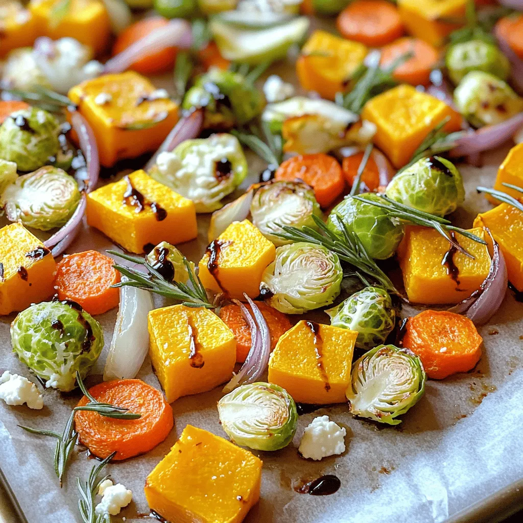 For this roasted fall veggie medley, you need a colorful mix of vegetables. Here’s what to gather: - 2 cups butternut squash, peeled and cubed - 2 cups Brussels sprouts, halved - 1 cup carrots, sliced - 1 red onion, cut into wedges - 1 cup beets, peeled and cubed These veggies give great flavor and texture. Each one adds its special touch to the dish. To make the medley pop with flavor, you will also need: - 4 cloves garlic, minced - 3 tablespoons olive oil - 1 tablespoon fresh rosemary, chopped - 1 teaspoon smoked paprika - Salt and pepper to taste - ¼ cup feta cheese, crumbled (optional) - 2 tablespoons balsamic glaze (optional for drizzling) These seasonings will elevate your dish. The feta cheese and balsamic glaze are great for a finishing touch. To make this recipe, you will need a few key items: - A large mixing bowl - A large baking sheet - Parchment paper - A sharp knife for chopping - A cutting board Having the right tools makes cooking easier. With this equipment, you’ll create a tasty, beautiful dish. First, you need to preheat your oven. Set it to 425°F (220°C). This high heat will help caramelize the veggies. Next, grab a large bowl. Add the following vegetables: - 2 cups butternut squash, peeled and cubed - 2 cups Brussels sprouts, halved - 1 cup carrots, sliced - 1 red onion, cut into wedges - 1 cup beets, peeled and cubed Drizzle 3 tablespoons of olive oil over the veggies. Then, add 4 cloves of minced garlic, 1 tablespoon of chopped rosemary, 1 teaspoon of smoked paprika, and salt and pepper to taste. Toss everything well. You want each piece to be coated in oil and seasoning. Now, line a large baking sheet with parchment paper. Spread the veggie mixture on the sheet in a single layer. Make sure to leave some space between them. This helps them roast evenly. Place the sheet pan in the preheated oven. Roast the veggies for about 25-30 minutes. Stir them halfway through for even cooking. They should be tender and slightly caramelized when done. Once they’re ready, you can sprinkle some crumbled feta cheese on top, if you like. A drizzle of balsamic glaze adds extra flavor too! Enjoy your roasted fall veggie medley warm. When picking veggies, look for bright colors and firm textures. Choose butternut squash that feels heavy for its size. The skin should be smooth and free of blemishes. For Brussels sprouts, select ones that are tight and green. They should feel firm in your hand. Carrots should be crisp and straight, not limp. Beets need to be firm and smooth, with no soft spots. Red onions should be dry and shiny, with no signs of sprouting. Fresh garlic will be plump and not sprouted. Picking the right veggies will make your dish taste amazing! To get veggies roasted evenly, cut them into similar sizes. Aim for about one-inch pieces. This helps them cook at the same rate. Spread them out on the sheet pan without crowding. If they are too close, they will steam instead of roast. Stir the veggies halfway through cooking. This will help them brown nicely on all sides. Use parchment paper for easy cleanup and to help them roast better. This roasted fall veggie medley is super versatile! You can serve it as a side dish with any main course. It also tastes great over a bed of greens. Add it to grain bowls for a healthy meal. Top with crumbled feta cheese for a salty kick. Drizzle some balsamic glaze for extra sweetness. You can even mix the leftovers into soups or pasta. Enjoy this dish in many ways! {{image_2}} You can change up the veggies based on what’s fresh. Instead of butternut squash, use sweet potatoes. They add a nice sweetness that pairs well with the other flavors. For Brussels sprouts, try green beans or cauliflower. These swaps keep the dish vibrant and fun. Remember to keep the same amount of veggies for best results. You can play with the seasonings to match your taste. Instead of smoked paprika, use cumin for a warm flavor. If you like spice, add a pinch of cayenne pepper. You can also mix in Italian herbs like oregano and thyme for a new twist. Experiment with seasonings to find what makes you happy. Want to boost flavor? Add nuts or seeds for crunch. Walnuts or pumpkin seeds work well here. You can also toss in some dried cranberries or raisins for a hint of sweetness. If you enjoy cheese, try goat cheese or Parmesan instead of feta. These options add layers of flavor to your veggie medley. To store your roasted fall veggie medley, let it cool first. Use an airtight container. Place the veggies inside and seal it tight. They will stay fresh for up to four days in the fridge. If you want to keep them longer, consider freezing. When you’re ready to eat those tasty veggies again, take them out of the fridge. You can reheat them in the oven or microwave. For the oven, set it to 350°F (175°C). Spread the veggies on a baking sheet. Heat for about 10-15 minutes, until warm. In the microwave, place them in a safe bowl. Heat for 1-2 minutes, stirring halfway through. If you want to freeze the roasted veggies, place them in a freezer-safe bag. Squeeze out as much air as you can before sealing. They can stay in the freezer for up to three months. When you’re ready to eat, thaw them in the fridge overnight before reheating. This helps keep their flavor and texture. Yes, you can use frozen vegetables. They save time and are easy to find. When using frozen veggies, your cooking time may change. Check the package for specific instructions. Frozen vegetables might not roast as well as fresh ones. They can become soft instead of crispy. If you want crispy veggies, I recommend using fresh ones. If you want a feta cheese substitute, try goat cheese or ricotta. Both options add creaminess. You can also use nutritional yeast for a dairy-free option. It gives a cheesy flavor without the cheese. For a nutty twist, try toasted pine nuts or sunflower seeds. Each choice adds a unique taste to your roasted veggie medley. To tell if the vegetables are done, look for some browning. Tenderness is also a good sign. You can poke them with a fork. If they go through easily, they are ready. Roasting takes about 25-30 minutes at 425°F. Stir halfway through to ensure even cooking. Enjoy the sweet and savory aroma that fills your kitchen! In this blog post, I shared how to make a tasty roasted fall veggie medley. We covered the best vegetables, seasoning ideas, and equipment to use. I provided easy step-by-step instructions for roasting, plus tips for choosing fresh veggies and ensuring even cooking. You can even try different seasonal swaps and flavor add-ins. Remember, proper storage and reheating will keep leftovers delicious. Enjoy experimenting with this simple dish! Your kitchen will smell amazing, and your taste buds will thank you.