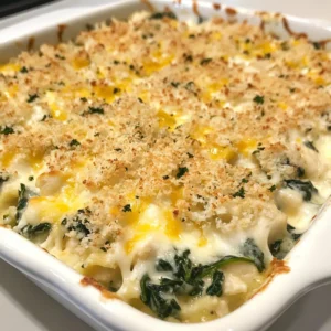- 2 cups cooked chicken, shredded - 2 cups fresh spinach, roughly chopped - 8 oz cream cheese, softened - 1/2 cup sour cream - 1 cup shredded mozzarella cheese - 1/2 cup grated Parmesan cheese - 1/2 teaspoon garlic powder - 1/2 teaspoon onion powder - 1/2 teaspoon dried Italian herbs (oregano, basil) - Salt and pepper to taste - 1 cup cooked pasta (penne or rotini) - 1/2 cup breadcrumbs (optional for topping) - 2 tablespoons olive oil The main star is the chicken. It adds protein and heartiness. You can use rotisserie chicken for ease. Spinach brings color and nutrition. It adds vitamins and a fresh taste. Cream cheese makes the casserole creamy and rich. Sour cream adds tang and depth. Mozzarella and Parmesan create a delicious cheesy top. The herbs add flavor and aroma, making each bite special. You can swap chicken for turkey or tofu for a vegetarian option. Use Greek yogurt instead of sour cream for a healthier choice. If you don't have mozzarella, try cheddar or gouda for a different flavor. For gluten-free options, use gluten-free pasta and breadcrumbs. You can also skip the breadcrumbs if you want a lighter dish. {{ingredient_image_1}} To start, gather all your ingredients. You need cooked chicken, fresh spinach, and cream cheese. Make sure your cream cheese is softened for easy mixing. Measure out the sour cream, mozzarella, and Parmesan cheese. Don't forget the garlic powder, onion powder, and Italian herbs. Lastly, cook your pasta, like penne or rotini, until it's just right. In a large bowl, mix the softened cream cheese and sour cream. Add the garlic powder, onion powder, and dried herbs. Stir until everything blends smoothly. Now, fold in the shredded chicken, chopped spinach, and cooked pasta. Sprinkle in half the mozzarella and Parmesan cheese. Mix gently until all the ingredients are coated well. Next, preheat your oven to 375&deg;F (190&deg;C). Take a greased 9x13 inch baking dish and transfer your mixture into it. Spread it out evenly. Top with the remaining mozzarella and Parmesan cheese. If you like, add breadcrumbs for a crunchy topping. Drizzle some olive oil over the breadcrumbs. Bake for 25 to 30 minutes. Look for bubbly edges and golden cheese on top. Once done, let it cool for a few minutes before you serve it. To keep your casserole moist, use plenty of cream cheese and sour cream. They add creaminess and flavor. Make sure to mix well so every bite has a bit of sauce. If you bake it too long, the dish may dry out. Keep an eye on the time. Bake at 375&deg;F for 25 to 30 minutes. The casserole should be bubbly and golden on top. For a rich, creamy texture, mozzarella and Parmesan work great. Mozzarella melts well and gives a stretchy feel. Parmesan adds a nice salty kick. If you love more cheese, feel free to add extra mozzarella. Other good options include cheddar or gouda. These can give a different flavor and texture. Serve your casserole warm and fresh from the oven. A sprinkle of fresh parsley or basil on top makes it look great. Pair it with a light salad or some crusty bread for a complete meal. You can also add a squeeze of lemon for brightness. This simple touch can elevate the whole dish. Enjoy your meal with family or friends for the best experience! Pro Tips Perfectly Shredded Chicken: For the best texture, use leftover rotisserie chicken or poach chicken breasts until fully cooked, then shred them with two forks. Fresh Spinach Tip: If using frozen spinach, make sure to thaw and drain it well to avoid excess moisture in the casserole. Cheese Variations: Feel free to experiment with different cheeses like cheddar or gouda for unique flavors, or use a blend of cheeses for added depth. Make-Ahead Option: This casserole can be assembled a day in advance and stored in the refrigerator. Just bake it when you&rsquo;re ready to serve! {{image_2}} You can switch out the chicken for other proteins. Try turkey for a leaner option. Shrimp can add a nice seafood twist. For a heartier bite, use ground beef or sausage. Just make sure to cook these proteins first. They should blend well with the creamy mix. To make this dish vegetarian, skip the chicken. Use more spinach or add mushrooms. Zucchini or bell peppers can also work well. For extra protein, consider adding chickpeas or quinoa. These swaps keep the dish filling and tasty. You can boost the flavor in many ways. Add crushed red pepper for some heat. A splash of lemon juice brightens the mix. Fresh herbs like basil or thyme add freshness. If you love cheese, try adding feta or goat cheese for a tangy kick. To keep your Chicken and Spinach Cream Cheese Casserole fresh, store it in an airtight container. Place it in the fridge within two hours of cooking. This helps prevent bacteria growth. It will last for about three to four days in the fridge. If you have leftovers, be sure to label the container with the date. When reheating, you want to keep it moist. Place the casserole in a baking dish. Add a splash of water or broth to avoid dryness. Cover it with foil to trap steam. Heat in the oven at 350&deg;F (175&deg;C) for 20-25 minutes. You can also use the microwave. Heat in short bursts, stirring in between, until hot. To freeze, let the casserole cool completely. Cut it into portions for easier thawing. Wrap each piece tightly in plastic wrap, then place it in a freezer bag. It can last up to three months in the freezer. When ready to eat, thaw it in the fridge overnight. Reheat as mentioned above for the best results. Yes, you can make this casserole ahead. Just prepare it as the recipe states. After mixing, cover the dish and put it in the fridge. You can keep it there for up to 24 hours. When ready to bake, take it out and let it sit for a bit. This helps it cook more evenly. Preheat your oven and bake as directed. This casserole pairs well with several sides. Here are some great ideas: - A light salad with vinaigrette - Steamed veggies like broccoli or green beans - Crusty bread for dipping - Garlic bread for a tasty twist These sides add freshness and balance to the creamy dish. To check if your casserole is done, look for a few signs. First, the cheese on top should be golden brown. Second, the edges should bubble. Lastly, insert a knife in the center. If it comes out hot, it&rsquo;s ready. Let it cool for a few minutes before you serve. This helps the flavors settle and makes it easier to slice. This blog covered all the key parts of making a tasty casserole. We talked about the ingredients, from key items to easy swaps. You learned simple, step-by-step instructions for preparing your dish. I shared valuable tips to avoid dryness and enhance flavors. We also explored storage methods and answered common questions. Casseroles are fun, easy meals to make. With practice, you can create many tasty variations. Enjoy cooking!