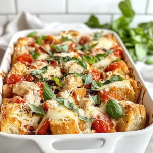 To make a delicious Bruschetta Chicken Casserole, you need the right ingredients. Here is the list of what you will need: - 2 cups cooked chicken, shredded - 1 can (14.5 oz) diced tomatoes, drained - 1 cup fresh basil leaves, chopped - 1 cup mozzarella cheese, shredded - 1/2 cup grated Parmesan cheese - 1/2 cup balsamic glaze - 1 teaspoon garlic powder - 1/2 teaspoon onion powder - Salt and pepper to taste - 4 slices of baguette, toasted and cut into cubes - Olive oil for drizzling Each ingredient brings a unique flavor. The chicken serves as a hearty base. Diced tomatoes add moisture and a fresh taste. Chopped basil gives a bright, herbal note. The cheeses melt into a creamy layer, adding richness. Balsamic glaze adds a sweet tang that ties it all together. When selecting your ingredients, use fresh basil for the best flavor. Opt for high-quality mozzarella to achieve that gooey texture. Toasting the baguette cubes adds crunch, making each bite delightful. Remember, these ingredients work together to create a comforting, flavorful dish. Enjoy gathering them and let your kitchen come alive with these vibrant flavors! {{ingredient_image_1}} - Preheating the Oven Start by preheating your oven to 375&deg;F (190&deg;C). This step ensures your casserole cooks evenly. - Combining Ingredients In a large bowl, mix 2 cups of shredded chicken, 1 can of drained diced tomatoes, and 1 cup of chopped basil. Add 1 teaspoon of garlic powder, 1/2 teaspoon of onion powder, and salt and pepper to taste. Stir until everything is well blended. - Layering the Casserole Grease a 9x13-inch casserole dish. Spread half of the chicken mixture on the bottom. Next, layer half of the toasted baguette cubes over the chicken. Sprinkle half of the mozzarella and Parmesan cheeses on top. Repeat these layers with the remaining ingredients. - Adding the Balsamic Glaze Drizzle 1/2 cup of balsamic glaze over the top layer of cheese. This adds a sweet and tangy flavor that enhances the dish. - Baking Process Place the casserole in the preheated oven. Bake for 25-30 minutes. You want it to be hot, and the cheese should be melted and bubbly. - Broiling for Crispiness For a crispy top, switch to the broil setting for the last 3-5 minutes. Watch closely to prevent burning. This final touch gives your casserole that perfect golden crust. Choosing the Right Chicken For this dish, use cooked chicken. Shredded chicken works best. You can use leftover chicken or rotisserie chicken. This saves time and adds great flavor. Adjusting Flavor with Seasonings Season your mixture well. Garlic powder adds depth, while onion powder gives sweetness. Salt and pepper make everything pop. Feel free to add more herbs, like oregano or thyme, if you like. Ensuring Cheese Melts Perfectly Use fresh mozzarella for a gooey texture. Shredded mozzarella also melts well. Mix in grated Parmesan for a rich flavor. Layer the cheeses evenly to ensure they melt perfectly during baking. Best Side Dishes to Pair Serve this casserole with a green salad. A fresh arugula salad adds crunch. Garlic bread is also a great choice. It complements the flavors nicely. Presentation Ideas Garnish with fresh basil leaves for color. Drizzle extra balsamic glaze for flair. Serve in the casserole dish for a rustic look. Everyone will love the tasty, warm dish. Pro Tips Use Fresh Ingredients: Fresh basil and high-quality tomatoes elevate the dish's flavor. Opt for vine-ripened tomatoes if available. Customize the Cheese: Feel free to mix different cheeses like provolone or fontina for a unique flavor profile. Make Ahead: Prepare the casserole a day in advance and refrigerate. Just bake it when ready to serve for a quick meal. Add a Crunch: For extra texture, sprinkle some panko breadcrumbs on top before baking for a delightful crunch. {{image_2}} Different Cheese Options You can change the cheese for more flavor. Try using goat cheese for a tangy twist. Feta cheese also adds a nice touch. If you like sharp flavors, use aged cheddar. Adding Vegetables Feel free to sneak in some veggies. Spinach or bell peppers work well. You can also add zucchini or mushrooms for extra nutrition and taste. Just chop them small and mix in. Using Different Baguette Types Switch up the baguette for more fun. A sourdough baguette gives a nice tang. Whole grain bread adds fiber and flavor. You can even use focaccia for a soft, herby base. Gluten-Free Version To make this dish gluten-free, use gluten-free bread. You can find many tasty options in stores. Check the label to ensure it is truly gluten-free. Low-Carb Option If you want a low-carb meal, skip the bread. Replace it with cauliflower rice or zucchini noodles. These keep the dish light but still filling and yummy. Refrigeration Guidelines You can store leftover Bruschetta Chicken Casserole in the fridge. Place it in an airtight container. It will stay fresh for about 3 to 5 days. When you want to eat it again, just take it out and reheat. Freezing for Future Meals If you have more leftovers, you can freeze the casserole. Wrap it tightly in plastic wrap and then in aluminum foil. This helps keep it safe for about 2 to 3 months. When you want to use it, let it thaw in the fridge overnight before reheating. Best Methods to Reheat Casserole To reheat, you can use the oven or microwave. If using the oven, preheat it to 350&deg;F (175&deg;C). Place the casserole in a baking dish and cover it with foil. Bake for about 20 minutes or until it&rsquo;s hot inside. If you use the microwave, heat it in 1-minute intervals. Check after each minute to avoid overheating. Enjoy your meal! How long can I store Bruschetta Chicken Casserole? You can store Bruschetta Chicken Casserole in the fridge for up to three days. Make sure to cover it tightly. This keeps the flavor fresh and tasty. Can I use rotisserie chicken for this recipe? Yes, rotisserie chicken is great for this dish! It saves time and adds a nice flavor. Just shred the chicken and mix it in. Is it possible to make this recipe ahead of time? Absolutely! You can prepare the casserole a day ahead. Just cover it and store it in the fridge. Bake when you're ready to eat. What can I do if the casserole is too dry? If your casserole is dry, drizzle some olive oil or extra balsamic glaze on top. This adds moisture and enhances the flavor. How to get the right balance of flavors? To balance flavors, taste the mixture before baking. Adjust salt, pepper, or garlic powder as needed. Fresh basil adds a bright taste, too. How to make it more saucy? To make it saucy, add more diced tomatoes or balsamic glaze. You can also stir in a little chicken broth for extra moisture. In this post, I covered how to make a delicious Bruschetta Chicken Casserole. We explored the key ingredients, step-by-step instructions, and tips for perfecting your dish. I also shared variations and storage options to help you enjoy this meal later. In conclusion, this casserole is a tasty and easy choice for any meal. You can customize it to fit your taste and dietary needs. Enjoy making it your own and savor every bite!