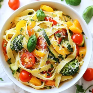 - 8 oz fettuccine or penne pasta - 1 tablespoon olive oil - 1 zucchini, sliced - 1 bell pepper (red or yellow), sliced - 1 cup cherry tomatoes, halved - 1 cup broccoli florets - 1 carrot, julienned - 2 cloves garlic, minced - 1 teaspoon dried Italian herbs (or a mix of basil, oregano, and thyme) - 1/2 teaspoon red pepper flakes (optional for heat) - Salt and pepper to taste - 1/4 cup fresh basil, chopped - 1/4 cup grated Parmesan cheese (or nutritional yeast for a vegan option) Pasta primavera is all about fresh veggies and bright flavors. You can pick your favorite pasta. I often use fettuccine or penne for this dish. Both hold the sauce well and feel great when you bite into them. Next, we need olive oil. It adds richness and helps cook the veggies nicely. Fresh vegetables are the stars here. I love using zucchini, bell peppers, cherry tomatoes, broccoli, and carrots. They bring color and crunch! Garlic gives a lovely aroma and taste. Italian herbs add a classic flavor that ties everything together. If you want some heat, a pinch of red pepper flakes does the trick. Don't forget salt and pepper for seasoning! Fresh basil at the end brightens the dish. Finally, Parmesan cheese or nutritional yeast adds a savory touch. You can swap cheese for nutritional yeast to keep it vegan. Gather these ingredients to create your own pasta primavera masterpiece! {{ingredient_image_1}} 1. Start by boiling a pot of water. Make sure to add a pinch of salt. 2. Add 8 oz of fettuccine or penne pasta to the water. Cook it according to the package instructions. 3. Before draining, reserve 1/2 cup of the pasta water. This water helps create a nice sauce later. 4. Drain the pasta and set it aside while you prepare the veggies. 1. In a large skillet, heat 1 tablespoon of olive oil over medium heat. 2. Add 2 cloves of minced garlic to the oil. Saut&eacute; it for about 30 seconds until it smells great. 3. Next, add 1 cup of broccoli florets, 1 sliced zucchini, and 1 julienned carrot. Saut&eacute; these for 3-4 minutes. They should start to soften. 4. Now, stir in 1 sliced bell pepper and 1 cup of halved cherry tomatoes. Add 1 teaspoon of dried Italian herbs and 1/2 teaspoon of red pepper flakes if you want some heat. 5. Cook everything for another 5-6 minutes. Stir occasionally until all the veggies are tender. 1. Add the drained pasta to the skillet with the veggies. 2. Pour in some of the reserved pasta water. This helps to create a light sauce. 3. Toss everything together well until it&rsquo;s mixed nicely. 4. Season with salt and pepper to taste. 5. Finally, stir in 1/4 cup of fresh chopped basil and 1/4 cup of grated Parmesan cheese. 6. Serve right away, garnished with extra basil and cheese if you like. Enjoy your colorful garden pasta primavera! To make Pasta Primavera shine, use fresh herbs. Fresh basil adds a bright note. You can also mix dried Italian herbs like oregano and thyme. For heat, sprinkle in red pepper flakes. This gives your dish a nice kick. Fresh ingredients matter. Use vibrant, seasonal veggies. They taste better and look great. Try to pick firm zucchini and ripe tomatoes. This makes your dish pop with color and flavor. Saut&eacute;ing vegetables takes skill. Start with garlic in hot olive oil. It should smell nice but not burn. Add harder veggies first, like broccoli and carrots. They need more time to cook. Timing is key. Add softer veggies next, like bell peppers and tomatoes. Cook them until tender, about 5-6 minutes. This keeps all veggies at their best texture. Presentation makes a dish special. Serve your Pasta Primavera in a big bowl or on individual plates. Top with extra Parmesan and fresh basil for flair. A drizzle of olive oil adds shine. Make it fun! You can use colorful bowls to match the veggies. This will make your meal look even more inviting. Pro Tips Use Seasonal Vegetables: Choosing seasonal vegetables not only enhances the flavor but also adds a variety of colors to your pasta primavera. Don't Overcook the Pasta: Ensure your pasta is cooked al dente, as it will continue to cook slightly when tossed with the vegetables. Experiment with Herbs: Feel free to mix different fresh herbs like parsley, cilantro, or chives for a unique flavor twist. Add Protein: For a heartier dish, consider adding grilled chicken, shrimp, or chickpeas to the mix for extra protein. {{image_2}} Want a vegan twist on this dish? You can swap the cheese for nutritional yeast. This gives a cheesy flavor without using dairy. Nutritional yeast is rich in vitamins and adds depth to your meal. You can also try other plant-based cheeses. They melt well and taste great. If you need a gluten-free meal, choose gluten-free pasta. Many brands offer great options. You can find pasta made from rice, quinoa, or chickpeas. Just be sure to follow the cooking time on the package. This ensures your pasta has the right texture. Using fresh, seasonal vegetables makes your Pasta Primavera even better. Think about what&rsquo;s in season. Spring veggies like asparagus or snap peas add bright flavors. In summer, try using zucchini or bell peppers. Adjust your herbs and spices based on what you find. Fresh basil in summer or sage in fall can change the dish's flavor profile. To keep your Pasta Primavera fresh, store leftovers in the refrigerator. First, let the pasta cool down. Then, place it in an airtight container. This helps prevent moisture loss and keeps flavors intact. You can store it for up to three days. If you want to keep it longer, consider freezing it. Use freezer-safe bags or containers for this. When you are ready to eat your leftovers, reheating pasta is simple. Use a skillet over low heat. Add a splash of water or olive oil to avoid drying out the dish. Stir often to heat evenly. If you use the microwave, cover the bowl to retain moisture. This helps keep the pasta tender. Be cautious with vegetables while reheating. You want them warm, not mushy. Add them last when reheating in a skillet. This way, they stay crisp and maintain their bright colors. Enjoy your delicious meal again! Pasta Primavera keeps well in the fridge for about 3 to 4 days. Store it in an airtight container to keep it fresh. If you notice any off smells or changes in color, it's best to toss it. Yes, you can prepare Pasta Primavera ahead of time. Cook the pasta and vegetables, then store them separately. Combine them just before serving for the best taste. You can also chop your veggies a day in advance. This saves time when you are ready to eat. The best vegetables are those that you enjoy. Here are some great options: - Zucchini - Bell peppers (red or yellow) - Cherry tomatoes - Broccoli - Carrots You can also try adding spinach, asparagus, or peas. Feel free to mix it up based on what's in season or what you have in your fridge. Pasta Primavera offers a simple, fresh dish packed with flavor. You can use different pasta, fresh veggies, and herbs to make it your own. Follow our step-by-step guide to ensure success. Remember, fresh ingredients make a big difference. You can customize storage and reheating methods to enjoy leftovers easily. I hope you feel excited to make this dish again and again. Enjoy bringing vibrant, seasonal flavors into your home!