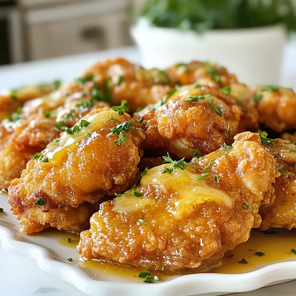 - 4 boneless, skinless chicken breasts - 1 cup buttermilk - 1 tablespoon garlic powder - 1 tablespoon onion powder - 1 teaspoon smoked paprika - 1 teaspoon salt - ½ teaspoon black pepper - 1 cup all-purpose flour - ½ cup panko breadcrumbs The main ingredients for this melt in your mouth chicken focus on chicken and a flavorful marinade. The chicken breasts provide the base. Buttermilk helps tenderize the meat. Garlic powder, onion powder, smoked paprika, salt, and black pepper add rich flavors. The flour and panko breadcrumbs create a crispy coating that gives the chicken its signature crunch. - 1 teaspoon dried thyme - ½ teaspoon cayenne pepper (optional for heat) Adding dried thyme enhances the dish with a lovely herbal note. If you like heat, cayenne pepper adds a nice kick. You can adjust these spices to suit your taste. - Fresh parsley, chopped for garnish - Lemon wedges Garnishing with fresh parsley adds a vibrant green touch. Lemon wedges give a fresh zing when squeezed over the chicken. This makes the dish not only tasty but also visually appealing. Serve it on a large platter for a beautiful presentation. {{ingredient_image_1}} To start, grab a large bowl. Add 1 cup of buttermilk, 1 tablespoon of garlic powder, 1 tablespoon of onion powder, 1 teaspoon of smoked paprika, 1 teaspoon of salt, and ½ teaspoon of black pepper. Mix these well. Next, add 4 boneless, skinless chicken breasts into the bowl. Make sure to coat each piece thoroughly. This helps the chicken absorb all those tasty flavors. Cover the bowl with plastic wrap and pop it in the fridge. For the best taste, let it marinate for at least 2 hours. If you have time, overnight is even better. Now, let’s make the crunchy coating. In a shallow dish, mix 1 cup of all-purpose flour, ½ cup of panko breadcrumbs, 1 teaspoon of dried thyme, and ½ teaspoon of cayenne pepper if you like some heat. Panko breadcrumbs are special. They create a light and crispy texture. This makes your chicken extra delicious. Before you bake, preheat your oven to 400°F (200°C). This step is key to getting that perfect golden color. While the oven heats, line a baking sheet with parchment paper. This makes cleanup easy later. Once the oven is ready, take the chicken out of the marinade. Shake off any excess buttermilk. Now, dredge each piece in the flour mixture. Make sure every part is covered, then shake off the extra coating. Place the coated chicken breasts on the baking sheet. Brush each piece with ¼ cup of melted unsalted butter. This adds flavor and helps with browning. Bake in the oven for 20 to 25 minutes. Check that the chicken is golden brown and cooked through. The internal temperature should reach 165°F (74°C). After baking, take the chicken out of the oven. Let it rest for about 5 minutes. This helps keep the chicken juicy. For a beautiful finish, garnish with freshly chopped parsley. This adds a pop of color and freshness to your dish. Enjoy your melt-in-your-mouth chicken! Marinating your chicken is key. I recommend at least 2 hours, but overnight is best. This lets all the flavors soak in. You can adjust spices to match your taste. If you love garlic, add more garlic powder! Want it spicy? Add extra cayenne. Always taste your marinade before adding the chicken. To avoid dry chicken, cook at 400°F (200°C). This helps keep it juicy inside. Use a meat thermometer to check for doneness. The chicken should reach 165°F (74°C). Letting the chicken rest for 5 minutes after baking helps keep moisture in. For a crispy coating, use panko breadcrumbs. They add crunch that regular breadcrumbs can’t match. When coating, shake off excess flour. This prevents clumping. Handle the chicken gently to keep that nice texture. When serving, make sure it looks appealing on the plate. Pro Tips Marination Time Matters: Allowing the chicken to marinate overnight not only enhances the flavor but also tenderizes the meat, making it even more succulent. Perfect Coating: For an extra crispy texture, make sure to shake off any excess flour before baking. This helps the coating adhere better and prevents sogginess. Check the Temperature: Use a meat thermometer to ensure the chicken reaches an internal temperature of 165°F (74°C). This guarantees it's fully cooked and safe to eat. Rest Before Serving: Let the chicken rest for at least 5 minutes after baking. This step allows the juices to redistribute, resulting in a juicier bite. {{image_2}} You can change the flavor of Melt In Your Mouth Chicken easily. Try different seasonings for new tastes. Here are a few ideas: - Italian Blend: Use dried oregano, basil, and parsley. - Cajun Spice: Add paprika, garlic powder, and thyme for a kick. - Herb Mix: Combine rosemary, dill, and sage for a fresh flavor. If you like heat, adjust the cayenne pepper. Start with a little, then add more if you want it spicy. Just remember, a little can go a long way! You can cook this chicken in different ways. If you have an air fryer, it works great. Here’s how to do it: 1. Preheat your air fryer to 375°F (190°C). 2. Coat the chicken as usual, then place it in the basket. 3. Cook for about 15-20 minutes, turning halfway through. Check the internal temperature; it should reach 165°F (74°C). Grilling is another fun option. Grilled chicken gets a smoky flavor. Just marinate as usual and grill on medium heat for 6-8 minutes per side. Flip only once for nice grill marks. Pair your chicken with tasty sides. Here are some ideas: - Garlic Mashed Potatoes: Creamy and rich, they match well with the chicken. - Fresh Garden Salad: A light salad adds crunch and freshness. - Steamed Vegetables: Broccoli or green beans work well for color and health. For sauces and dips, try these: - Honey Mustard: Sweet and tangy, it complements the chicken well. - Ranch Dressing: A classic dip that adds creaminess. - Spicy Aioli: Mix mayonnaise with garlic and hot sauce for a kick. These variations will make your meal special and satisfying! To keep your Melt In Your Mouth Chicken fresh, store leftovers properly. Place the chicken in an airtight container. This helps maintain its taste and moisture. You can refrigerate it for up to four days. If you want to enjoy it later, think about freezing instead. Freezing cooked chicken can be simple and effective. Wrap each piece tightly in plastic wrap. Then, place them in a freezer-safe bag. This helps prevent freezer burn and keeps the chicken tasty. You can freeze it for up to three months. When you're ready to eat, thaw the chicken in the fridge overnight. This method keeps it safe and helps retain its moisture. To reheat, place the chicken in an oven at 350°F (175°C) for about 15-20 minutes. This will warm it through without drying it out. Enjoy your delicious chicken again! Marinate the chicken for at least 2 hours. For the best taste, let it soak overnight. This gives the flavors time to soak into the meat. The buttermilk tenderizes the chicken, making it juicy and soft. Yes, you can use skin-on chicken. It can add extra flavor and crispiness. Just make sure to adjust cooking time. Skin-on pieces may take longer to cook through. Always check the internal temperature to ensure it reaches 165°F. You can serve this chicken with garlic mashed potatoes or a fresh garden salad. Roasted vegetables are also a great choice. For drinks, pair it with a light white wine or iced tea. Lemon wedges can brighten the meal. Your chicken may not be crispy due to a few reasons. Make sure to coat it well with the flour mixture. Also, check that your oven is hot enough. If the coating is too wet, it won't crisp up. Let the chicken rest before baking to remove excess moisture. You’ve learned to make Melt In Your Mouth Chicken, from marinating to cooking and serving. This recipe uses simple ingredients like chicken breasts, buttermilk, and spices to create flavor-packed meals. With tips for keeping chicken juicy and variations to try, you can customize your dish. Remember, resting after baking adds to the taste and texture. Enjoy impressing your friends and family with this delicious dish, ensuring every bite is satisfying and crispy. Happy cooking!