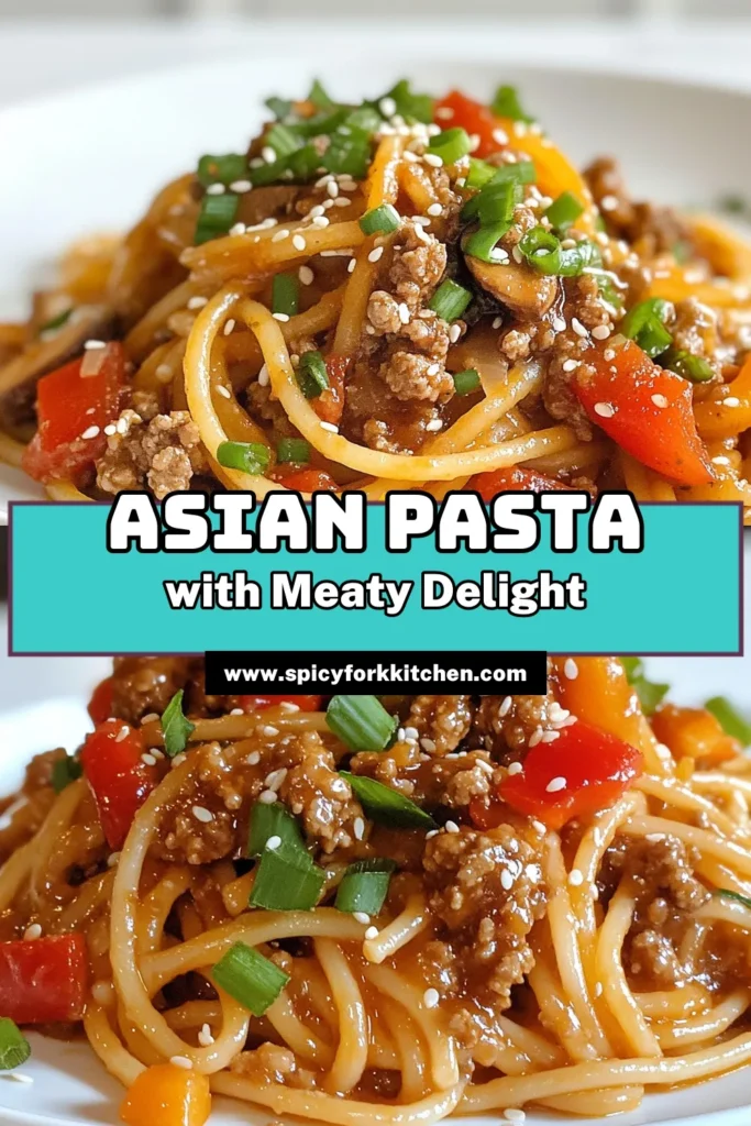 Looking for a quick Asian pasta recipe? Try this easy spaghetti with sauce that features ground chicken for a delicious meat sauce pasta dish! This quick meat sauce pasta is packed with flavor, thanks to soy sauce and fresh veggies. Ready in 30 minutes, it's perfect for busy weeknights. Save this soy sauce noodle recipe for a satisfying meal that everyone will love. Get cooking today! #AsianPasta #PastaNight #QuickMeals #DinnerIn30Minutes