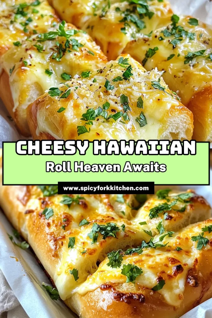 Indulge in this Cheesy Hawaiian Roll Garlic Bread for the ultimate appetizer experience! This easy garlic bread recipe combines soft, baked Hawaiian rolls with a mouthwatering garlic butter spread and a blend of gooey mozzarella and Parmesan cheese. Perfect for sharing, this cheesy bread appetizer is sure to impress at any gathering. Try it today and watch it disappear! Save this recipe! #CheesyHawaiianRolls #GarlicBreadRecipe #EasyGarlicBread #CheesyBreadAppetizer