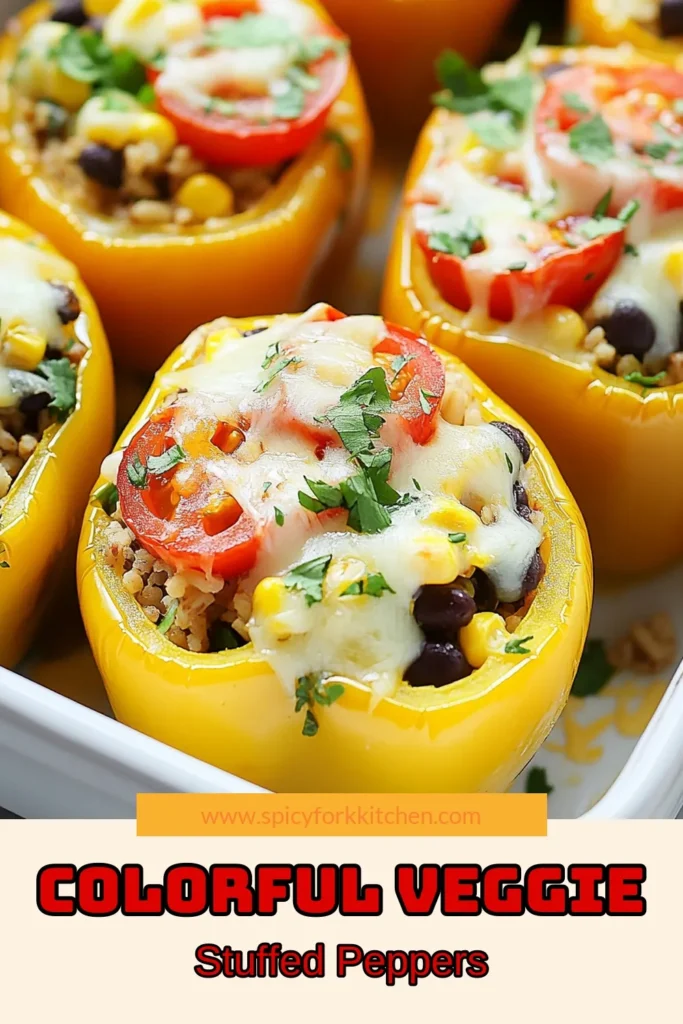 Discover a vibrant veggie-stuffed peppers recipe that’s both healthy and delicious! These baked stuffed peppers are filled with a nourishing mix of brown rice, black beans, corn, and fresh veggies topped with melted cheese. Perfect for a satisfying vegetarian meal, this recipe makes the ultimate healthy stuffed peppers. Try this easy and flavorful dish today! Don’t forget to save for later! #StuffedBellPeppers #VeggieStuffedPeppers #HealthyEating #VegetarianRecipes