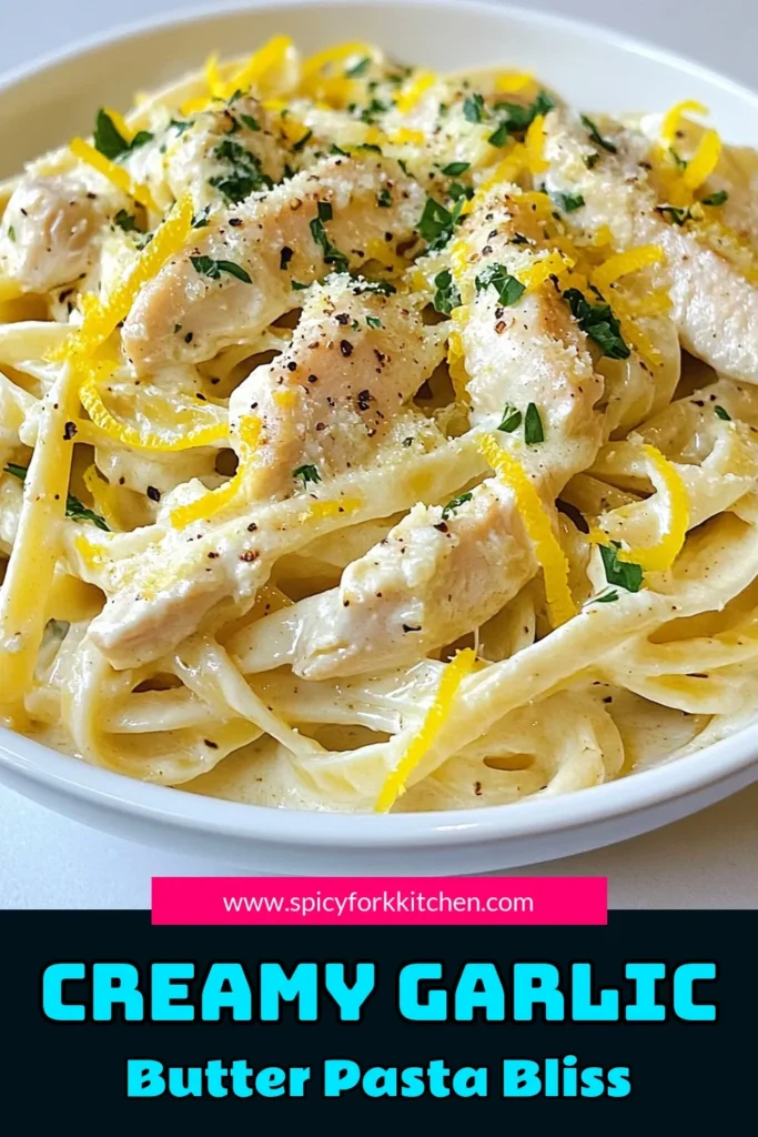 Looking for a delicious and easy chicken pasta dish? Try this Garlic Butter Chicken Pasta! This creamy fettuccine recipe is a one pot garlic pasta that combines tender chicken with a rich garlic butter sauce. Ready in just 30 minutes, it's perfect for busy weeknights. Impress your family and friends with this flavorful meal that’s simple to make. Save it for your next dinner! #GarlicButterChickenPasta #EasyChickenPasta #CreamyFettuccine #OnePotGarlicPasta