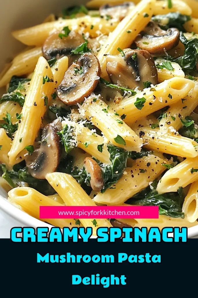 Indulge in a creamy and delightful Spinach Mushroom Pasta that’s perfect for your next One-Pan Pasta Dinner! This easy Parmesan Pasta Skillet recipe combines fresh spinach and smoky mushrooms for a flavorful vegetarian dish in just 30 minutes. Perfect for busy weeknights, this Creamy Spinach Pasta is a must-try! Save this Vegetarian Pasta Recipe for your next meal and satisfy your cravings! #SpinachMushroomPasta #ParmesanPasta #OnePanDinner #VegetarianRecipes