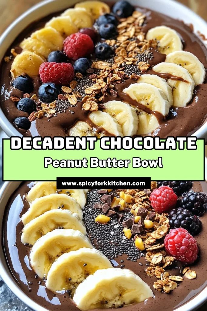 Craving a delicious yet nutritious start to your day? Try this Chocolate Peanut Butter Smoothie Bowl! This healthy smoothie bowl recipe combines frozen bananas, almond milk, and the rich flavors of peanut butter and cocoa for a delightful vegan breakfast. Quick and easy, it's packed with energy and topped with fresh fruits and granola. Perfect for busy mornings! Click to get the full recipe and enjoy! #ChocolatePeanutButterSmoothieBowl #HealthySmoothieBowl #VeganSmoothieBowl #EasyBreakfastRecipe