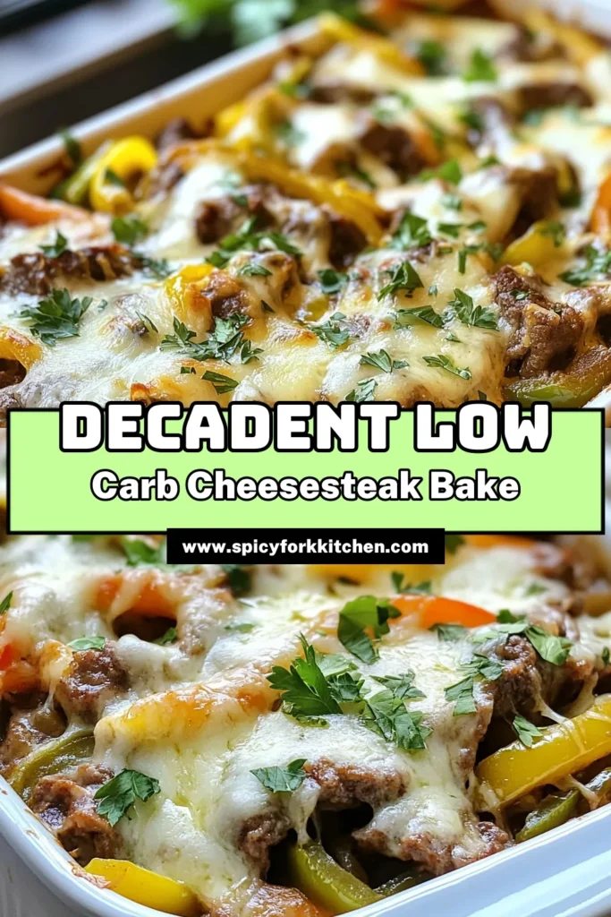 Discover the ultimate low carb philly cheesesteak casserole that’s perfect for dinner! This low carb beef casserole is a deliciously satisfying keto cheesesteak recipe featuring tender beef, colorful bell peppers, and creamy cheese. Easy to whip up, this philly cheesesteak bake will become a staple in your kitchen. Get ready to impress your family with this low carb dinner recipe tonight! Save this recipe for a flavorful meal! #LowCarbRecipes #KetoCheesesteak #EasyDinnerIdeas #CookingAtHome