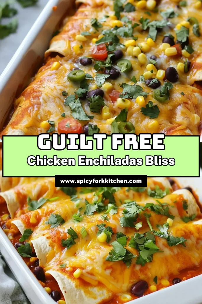 Enjoy these delicious skinny chicken enchiladas for a healthy twist on a classic dish! This healthy chicken enchilada recipe features low-fat enchiladas made with whole wheat tortillas, making it an ideal choice for family dinners. Easy to make, these enchiladas are packed with flavor and good-for-you ingredients. Perfect for an easy chicken dinner! Try this recipe today and savor the guilt-free goodness! #SkinnyChickenEnchiladas #HealthyEating #EasyDinner #LowFatRecipes