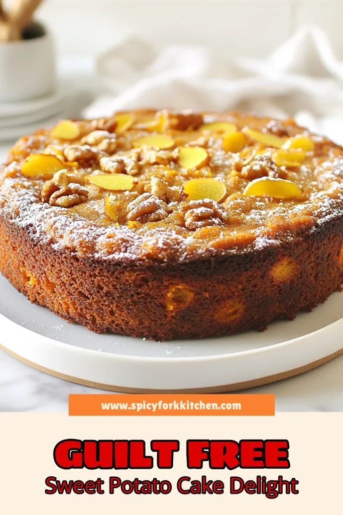 Indulge in a delicious Flourless Sweet Potato Ginger Cake that’s perfect for any occasion! This healthy sweet potato dessert features almond butter for rich flavor and is naturally gluten-free. Get ready to impress your guests with this easy ginger cake recipe that combines roasted sweet potatoes and spices. Perfectly moist and packed with nutrients, it's an ideal treat. Try this gluten-free cake recipe today! #FlourlessSweetPotatoCake #GingerCakeRecipe #HealthyDessert #GlutenFreeBaking