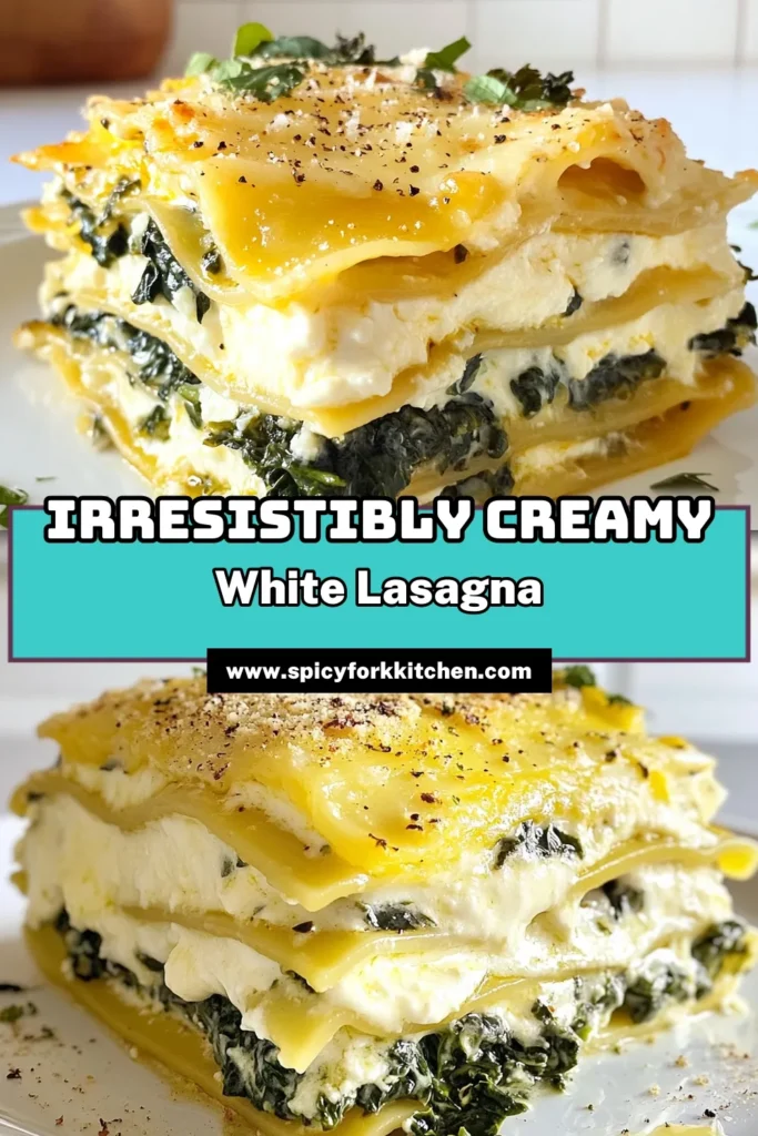 Indulge in this creamy white lasagna with garlicky greens that's perfect for any occasion! This spinach kale lasagna recipe features layers of luscious homemade béchamel sauce, ricotta, and mozzarella, combined with delicious garlicky greens. Ideal for vegetarians, this comforting dish will impress everyone at your table. Save this vegetarian lasagna recetas for your next dinner party! #LasagnaLovers #VegetarianRecipes #ComfortFood #PastaDish