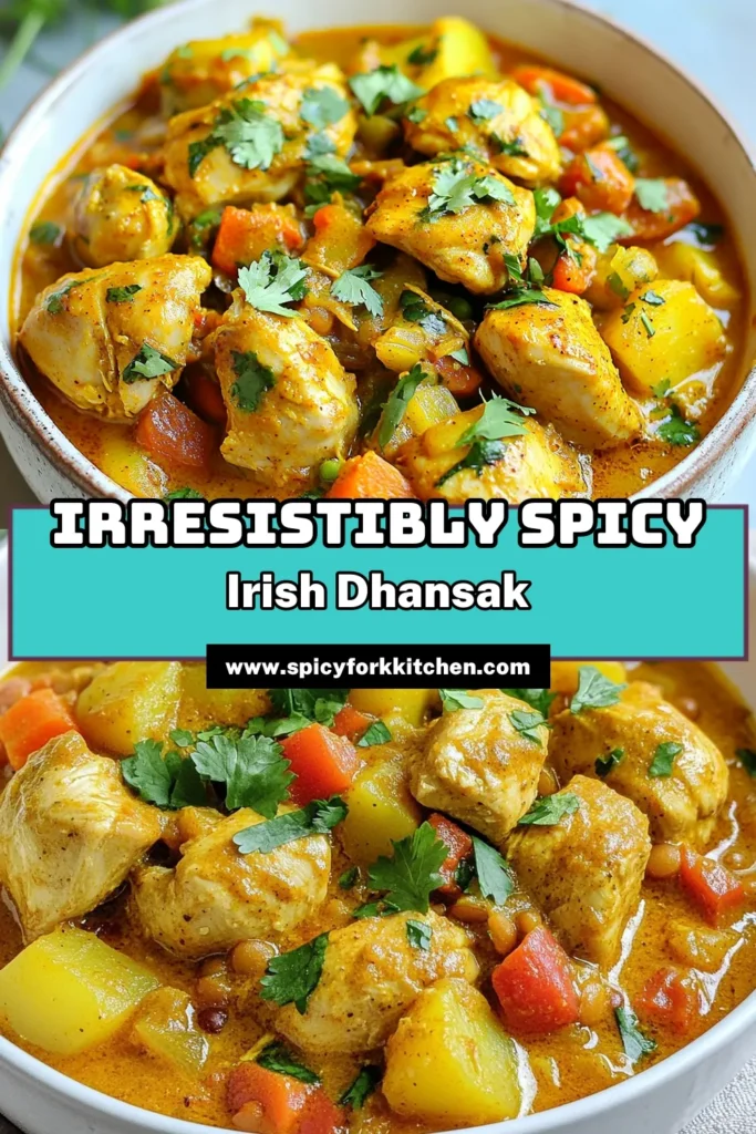 Discover the delicious Irish Chicken Dhansak recipe that combines tender chicken and hearty lentils for a flavorful meal. This easy Irish curry recipe is perfect for a cozy dinner. Enjoy the spicy chicken dhansak that's both authentic and comforting. Make this warming curry today and impress your friends and family! Save this recipe for later! #IrishChickenDhansak #EasyCurryRecipe #SpicyDhansak #AuthenticCurry