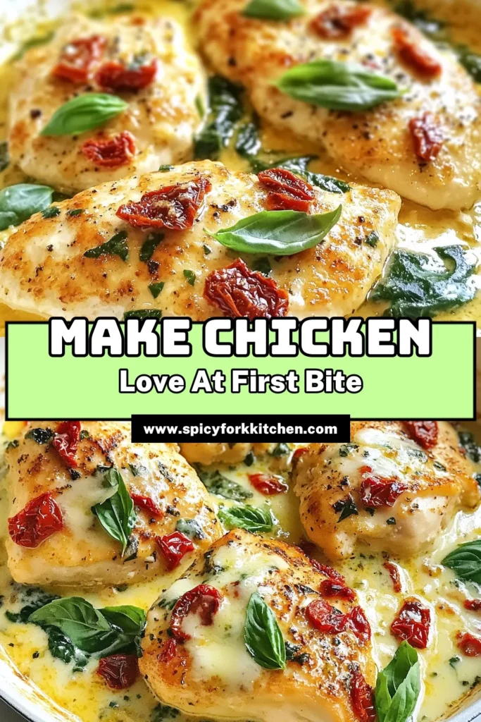 Looking for a delicious and romantic dinner idea? Try this Marry Me Chicken recipe! This creamy chicken dinner features tender chicken breasts, sun-dried tomatoes, and rich Parmesan, making it one of the best easy chicken recipes you'll ever make. Perfect for a cozy evening or special occasion, this baked chicken with Parmesan is sure to impress. Save this recipe for your next dinner party! #MarryMeChicken #CreamyChickenDinner #EasyChickenRecipes #BakedChicken