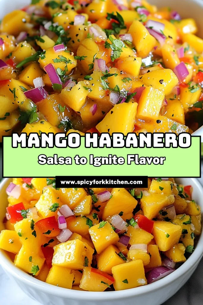 Discover the perfect blend of heat and sweetness with this Fiery Mango Habanero Salsa recipe! Made with fresh mango, minced habanero, and vibrant cilantro, this spicy mango salsa recipe is perfect for adding a kick to your meals. Whether you're hosting a party or just craving a fresh salsa with habanero, this homemade habanero salsa is a must-try. Get the recipe now and elevate your snacking! #MangoSalsa #SpicySalsa #HomemadeSalsa #SalsaRecipe
