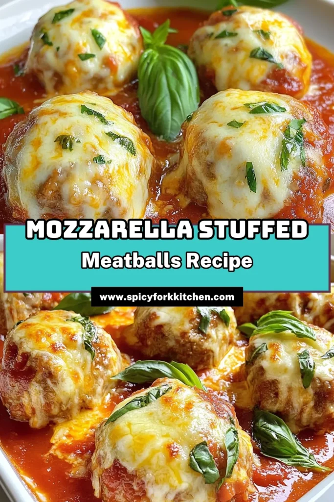 Indulge in these cheesy meatball recipe favorites with mozzarella stuffed meatballs! These baked meatballs with marinara sauce are a scrumptious Italian meatball dish combining ground beef and pork for the ultimate flavor. Perfect for family dinners or meal prep. Don’t miss out on making these delicious bites—save this recipe now for an easy weeknight meal! #CheesyMeatballs #MozzarellaStuffedMeatballs #ItalianCuisine #DinnerIdeas