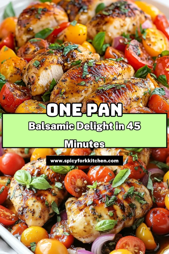 Discover this mouthwatering Balsamic Chicken Recipe that's perfect for a quick and easy weeknight meal! This one pan chicken dinner combines tender baked chicken with vibrant vegetables, all infused with delicious balsamic vinegar. Enjoy a wholesome meal made in just one pan, making cleanup a breeze. Ideal for busy nights, this easy chicken recipe is sure to impress! Try it today and savor the flavors! #BalsamicChicken #OnePanDinner #EasyChickenRecipes #BakedChickenWithVegetables