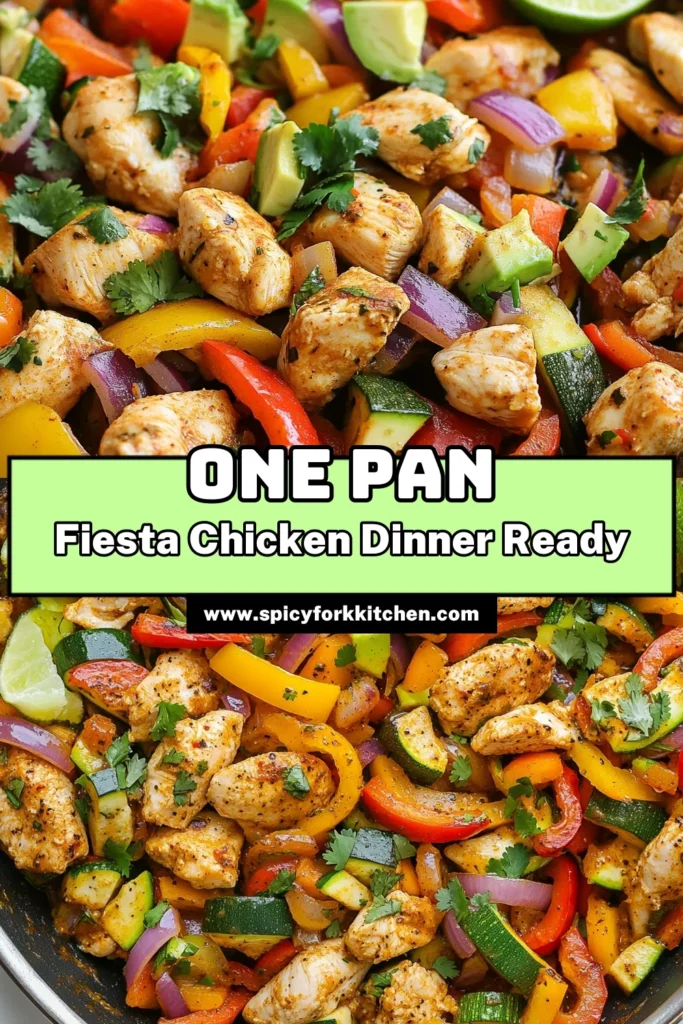 Discover the perfect One-Pan Chicken Recipe with this Easy Chicken Dinner featuring Fiesta Chicken and Veggies! This Skillet Chicken with Vegetables is not just quick to prepare, but it's also a healthy one-pan meal that your family will love. Whip up this vibrant dish in just 25 minutes for a satisfying meal. Don't forget to save this recipe! #OnePanMeal #ChickenRecipe #HealthyDinner #EasyRecipes