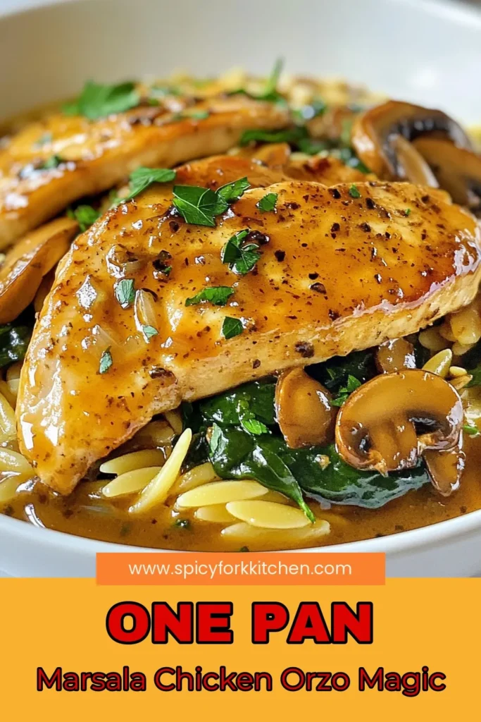 Indulge in this delicious Marsala chicken recipe featuring creamy orzo chicken that’s perfect for easy chicken dinners. This dish combines succulent chicken, orzo pasta, and fresh spinach for a mouthwatering experience. Ideal for busy weeknights, this hearty meal is sure to impress! Save this easy Marsala chicken recipe and become a pro with orzo pasta dishes. Give it a try tonight! #MarsalaChicken #OrzoPasta #EasyDinners #BalsamicChicken