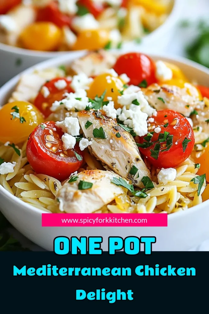 Discover the deliciousness of this One-Pot Mediterranean Chicken Orzo! This easy orzo pasta dish combines juicy chicken, fresh vegetables, and aromatic herbs in a healthy Mediterranean meal perfect for busy nights. Elevate your dinner game with this simple chicken orzo soup recipe that will impress your family and friends. Save this recipe for a satisfying meal tonight! #MediterraneanChickenOrzo #OnePotChickenRecipe #HealthyMediterraneanMeals #EasyOrzoPastaDish