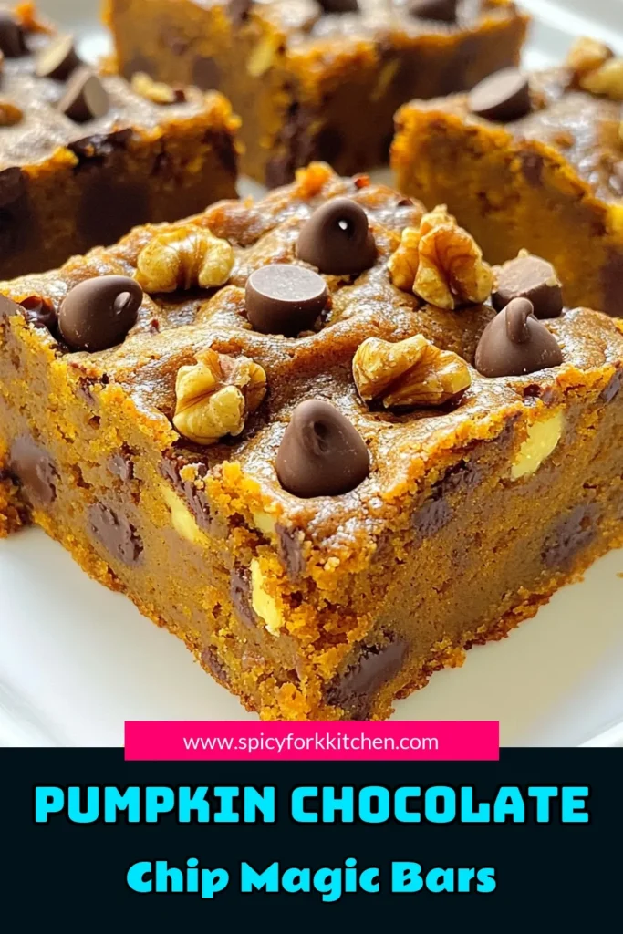 Indulge in the delicious goodness of Pumpkin Chocolate Chip Bliss Bars! These easy-to-make bars combine creamy pumpkin puree, rich chocolate chips, and warm spices for the perfect fall treat. Ideal for gatherings or a cozy night in, this recipe is a must-try! Click to uncover the full recipe and step-by-step instructions that make baking a breeze. Elevate your dessert game today! #PumpkinRecipes #ChocolateLovers #FallBaking #SweetTreats