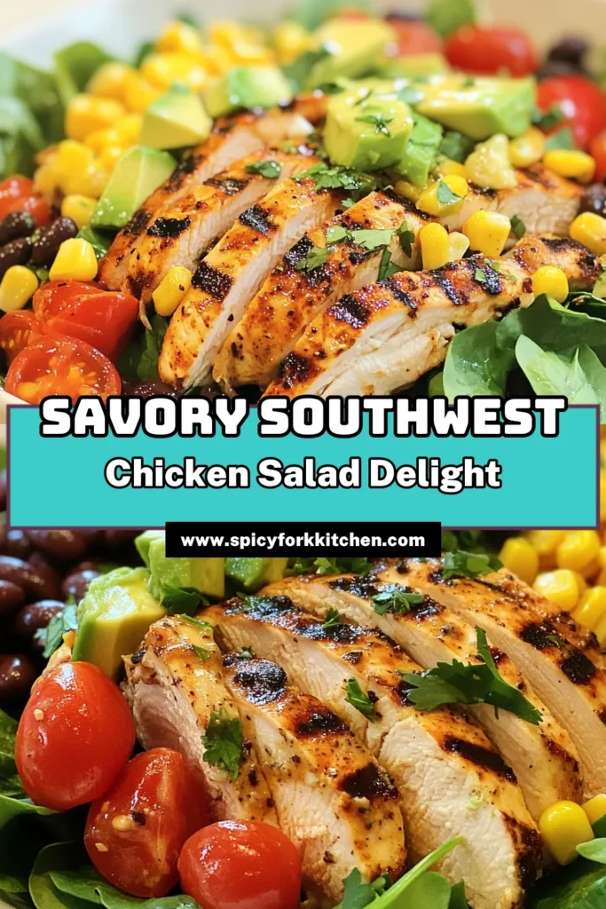 Discover the perfect blend of flavors in this Southwest chicken salad! This healthy chicken salad recipe is packed with protein, featuring grilled chicken, black beans, and nutritious veggies. Enjoy an easy salad with avocado that’s not only vibrant but also satisfying. Try this black bean salad recipe for a fresh meal idea. Don't forget to save this delicious recipe for busy weeknights! #SouthwestChickenSalad #HealthySalad #EasyDinner #GrilledChickenIdeas