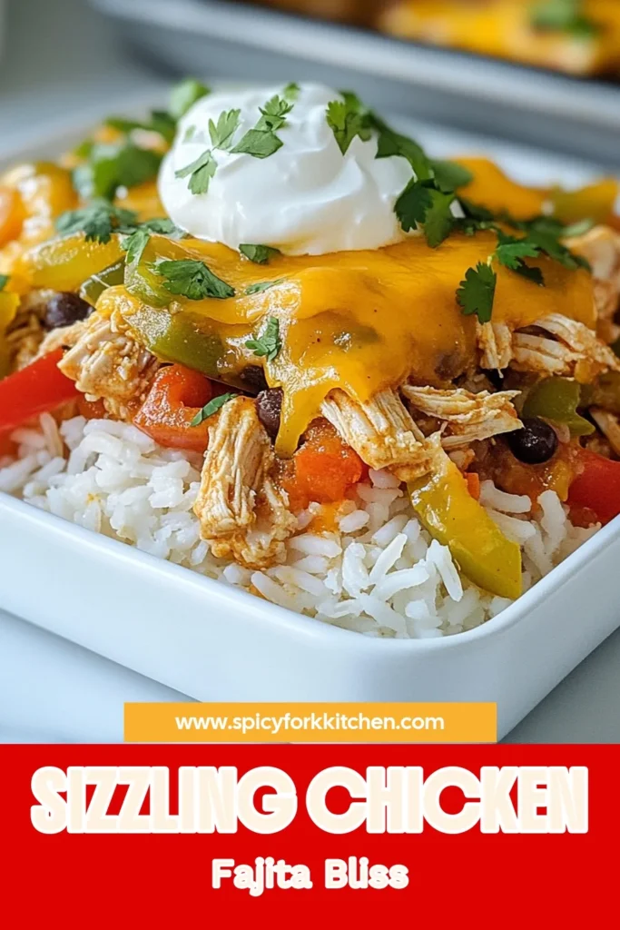 Craving a delicious one-pot meal? Try this Sizzling Chicken Fajita Casserole, where tender chicken meets colorful veggies for a Tex-Mex twist! This easy Chicken Fajita Casserole recipe combines shredded chicken, black beans, and corn, all topped with melty cheese for a comforting dinner everyone will love. Perfectly baked and ready in under an hour, it’s your go-to for a quick weeknight meal! Save this recipe for your next family dinner! #ChickenFajitaCasserole #TexMexCasserole #EasyChickenCasserole #OnePotDinner