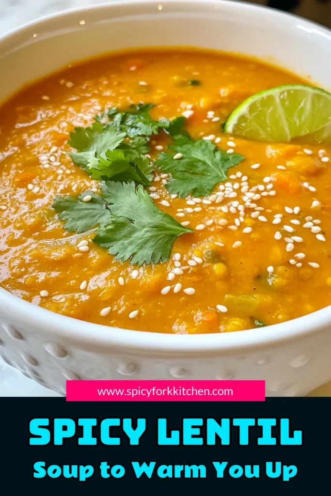 Warm up with this delicious and healthy spicy carrot lentil soup! This vegan lentil soup features hearty green or brown lentils, fresh carrots, and a hint of sesame oil, making it a comforting and nutritious meal. Perfect for any dinner, this gluten-free lentil soup is easy to make and packed with flavor. Check out this sesame oil soup recipe today and enjoy a bowl of goodness! Save this recipe for later! #VeganRecipes #HealthySoup #GlutenFree #LentilSoup
